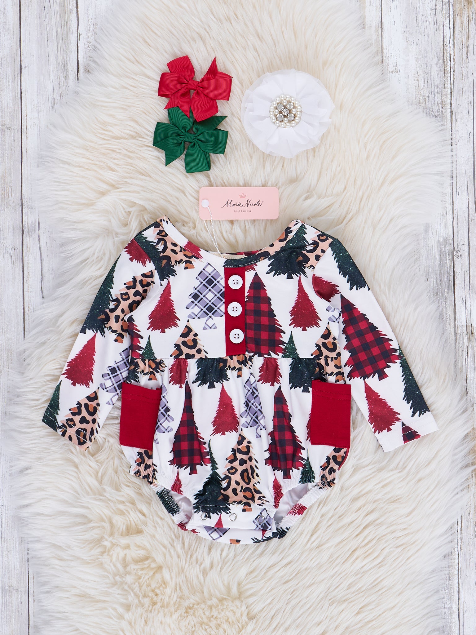 Patterned Tree Lot Bubble Romper - Marie Nicole Clothing