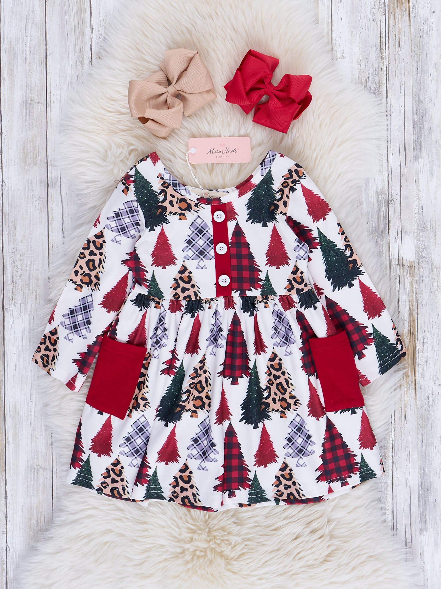 Patterned Tree Lot Swing Dress - Marie Nicole Clothing