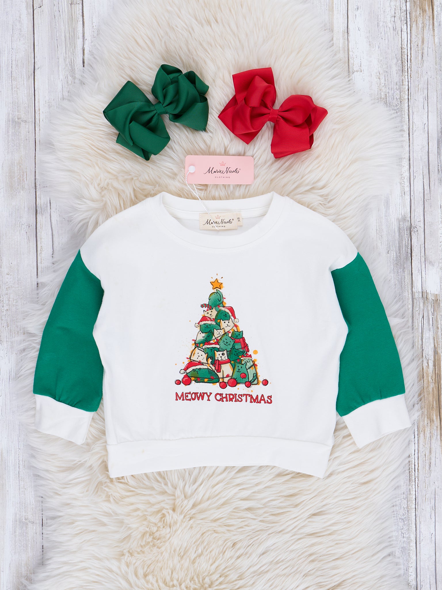 Christmas Trees Raglan Crew Neck Shirt - Marie Nicole Clothing