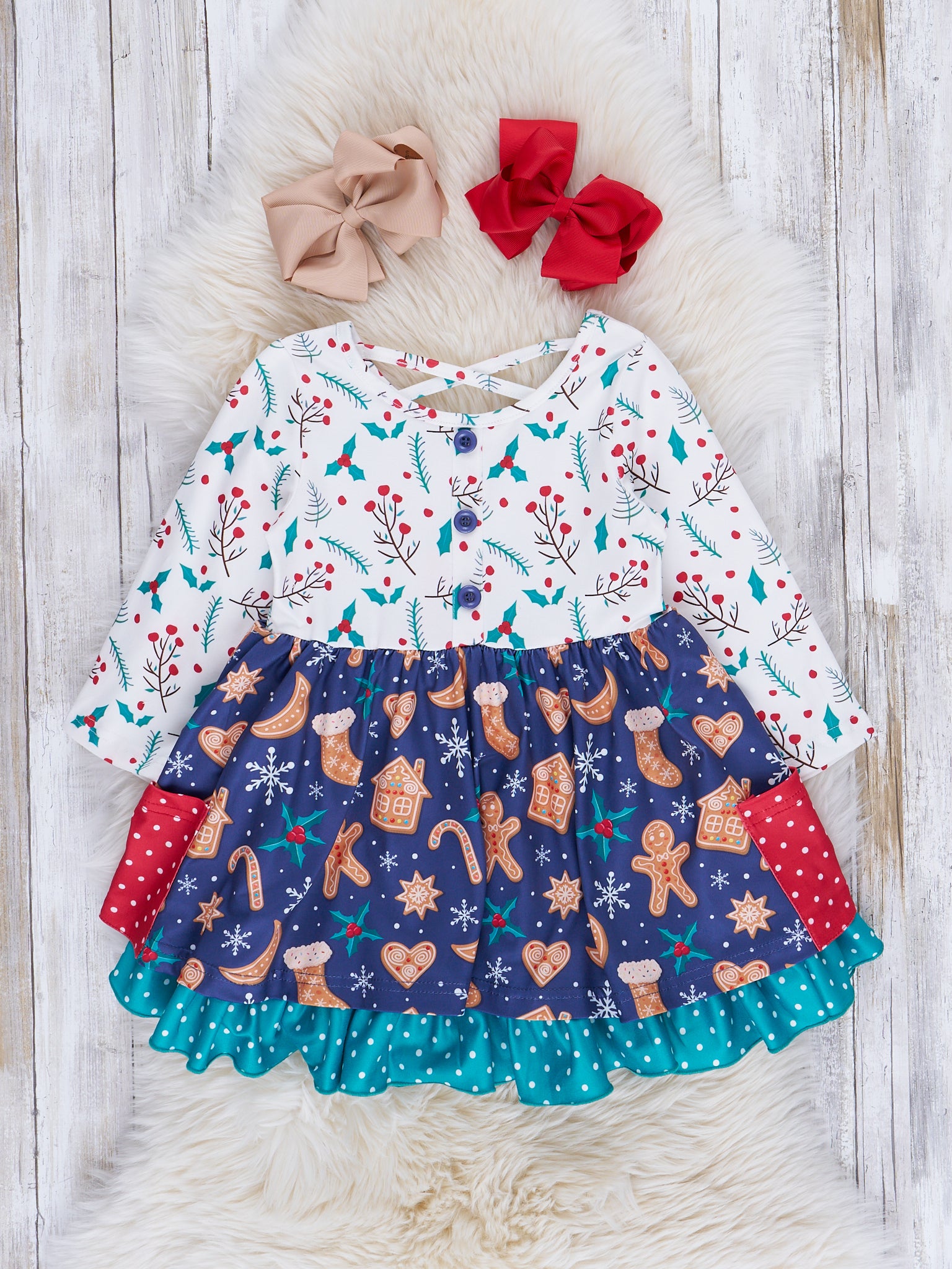 Christmas Confetti Tiered Ruffle Dress - Marie Nicole Clothing