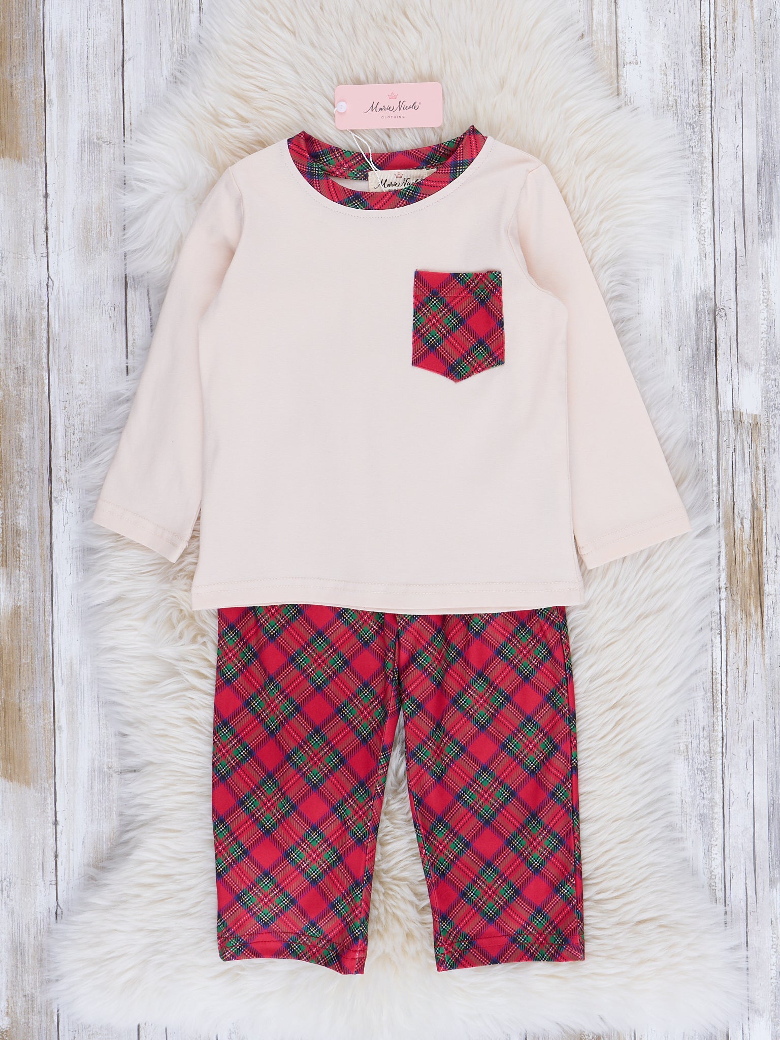 Red & White Tartan Pocket Outfit - Marie Nicole Clothing