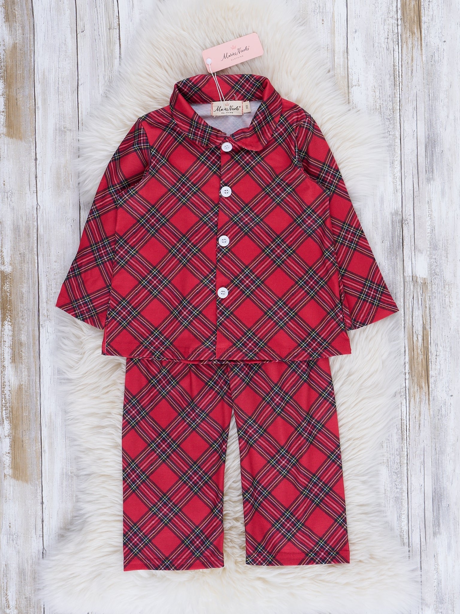 Red & Black Tartan Pajamas - Marie Nicole Clothing