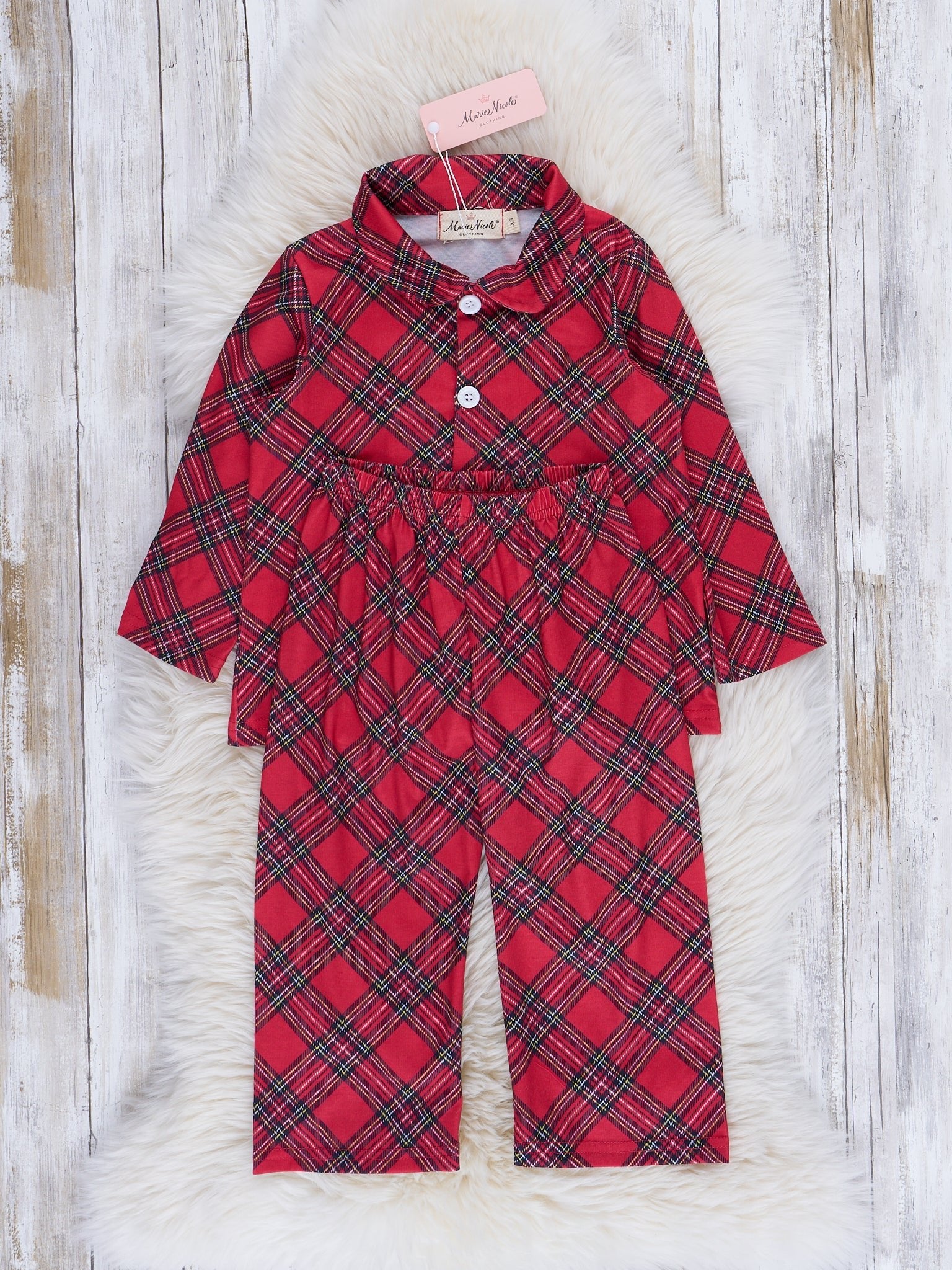 Red & Black Tartan Pajamas - Marie Nicole Clothing