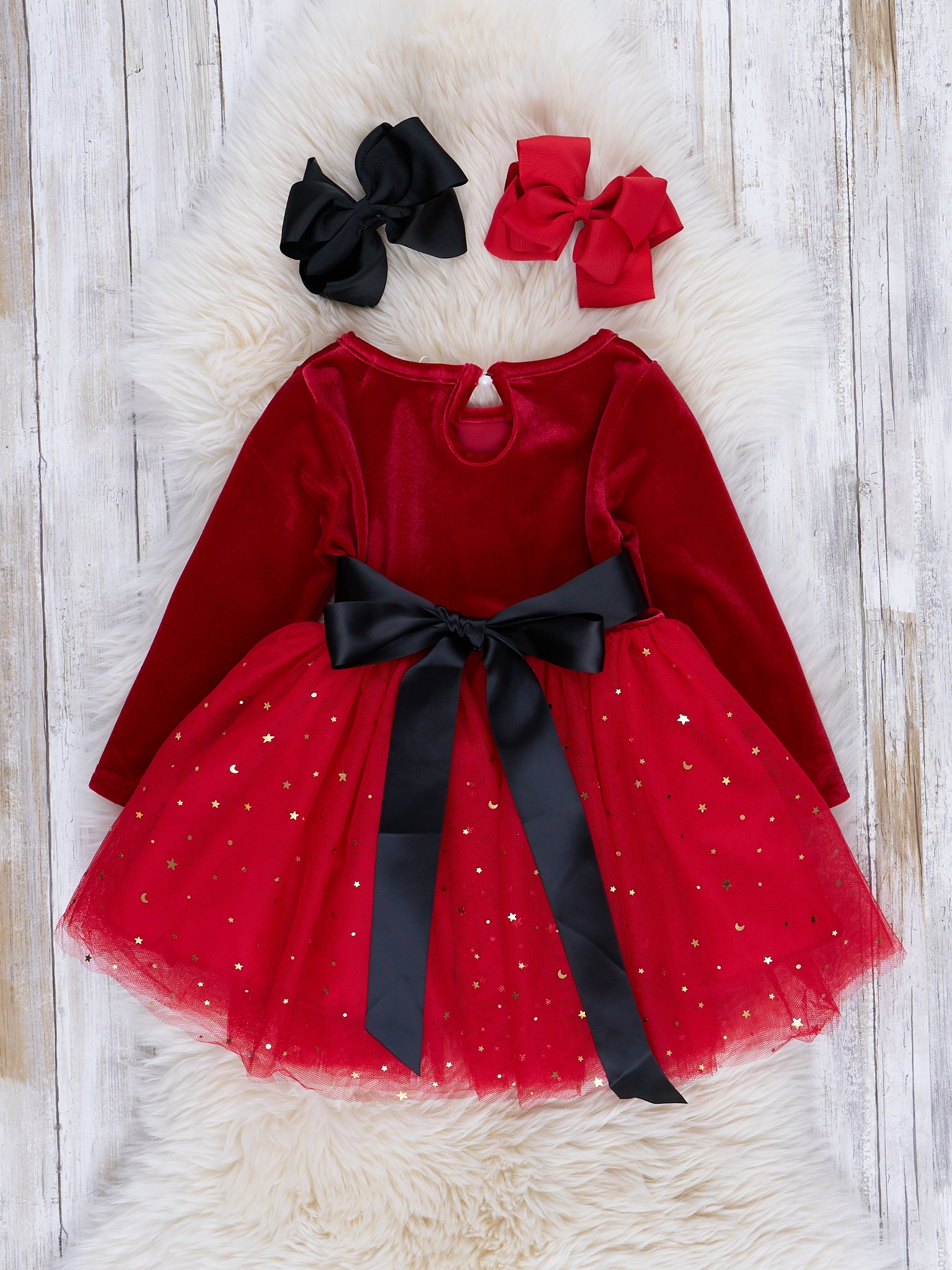 Red Velvet Tulle Party Dress - Marie Nicole Clothing