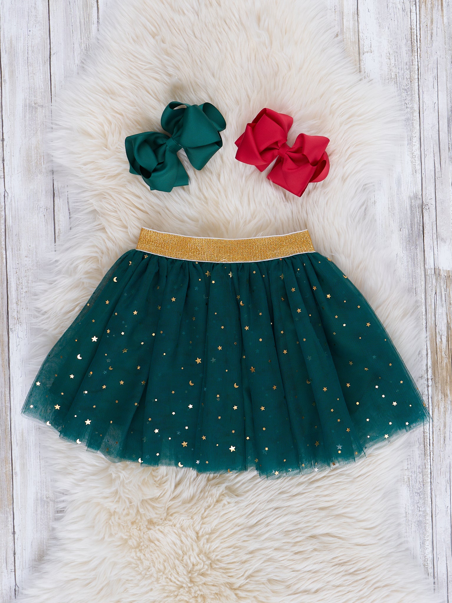 Red & Green Sparkle Tulle Skirt Outfit - Marie Nicole Clothing