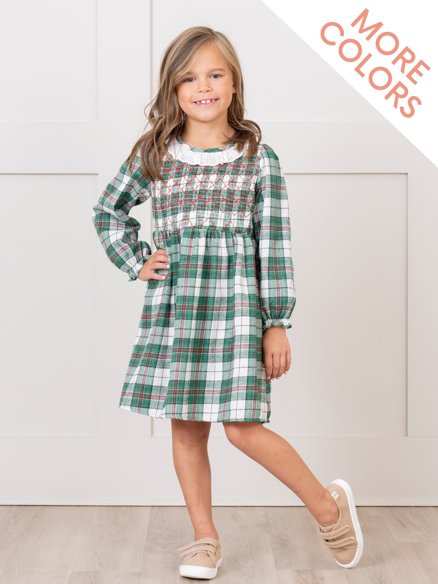 Joyous Plaid Smocked Dress - Marie Nicole Clothing
