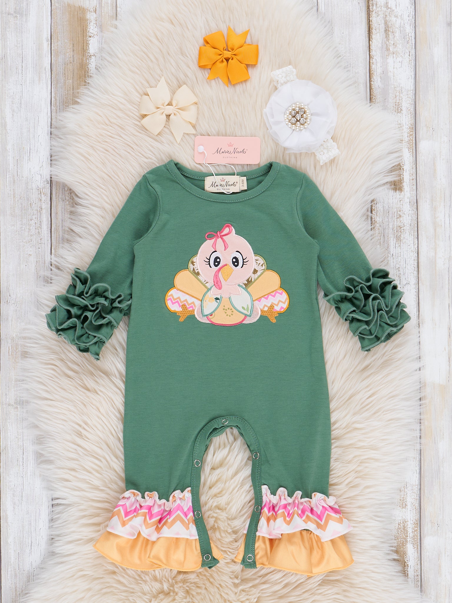 Chevron Turkey Romper - Marie Nicole Clothing
