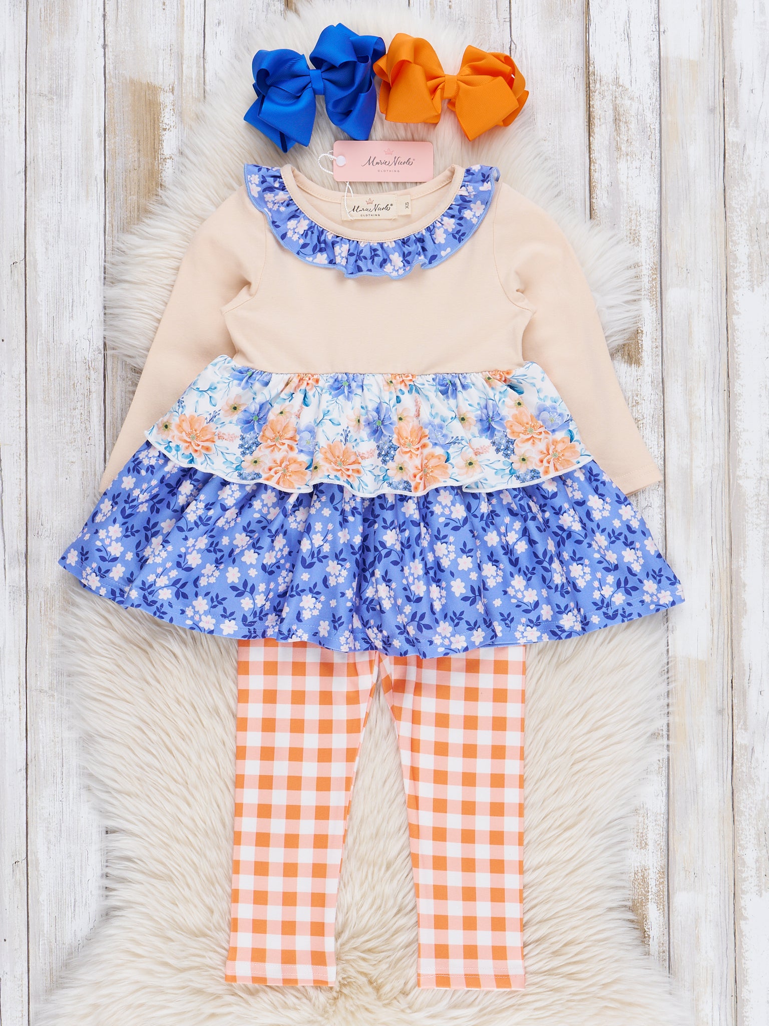 Violet & Orange Blooms Ruffle Outfit - Marie Nicole Clothing