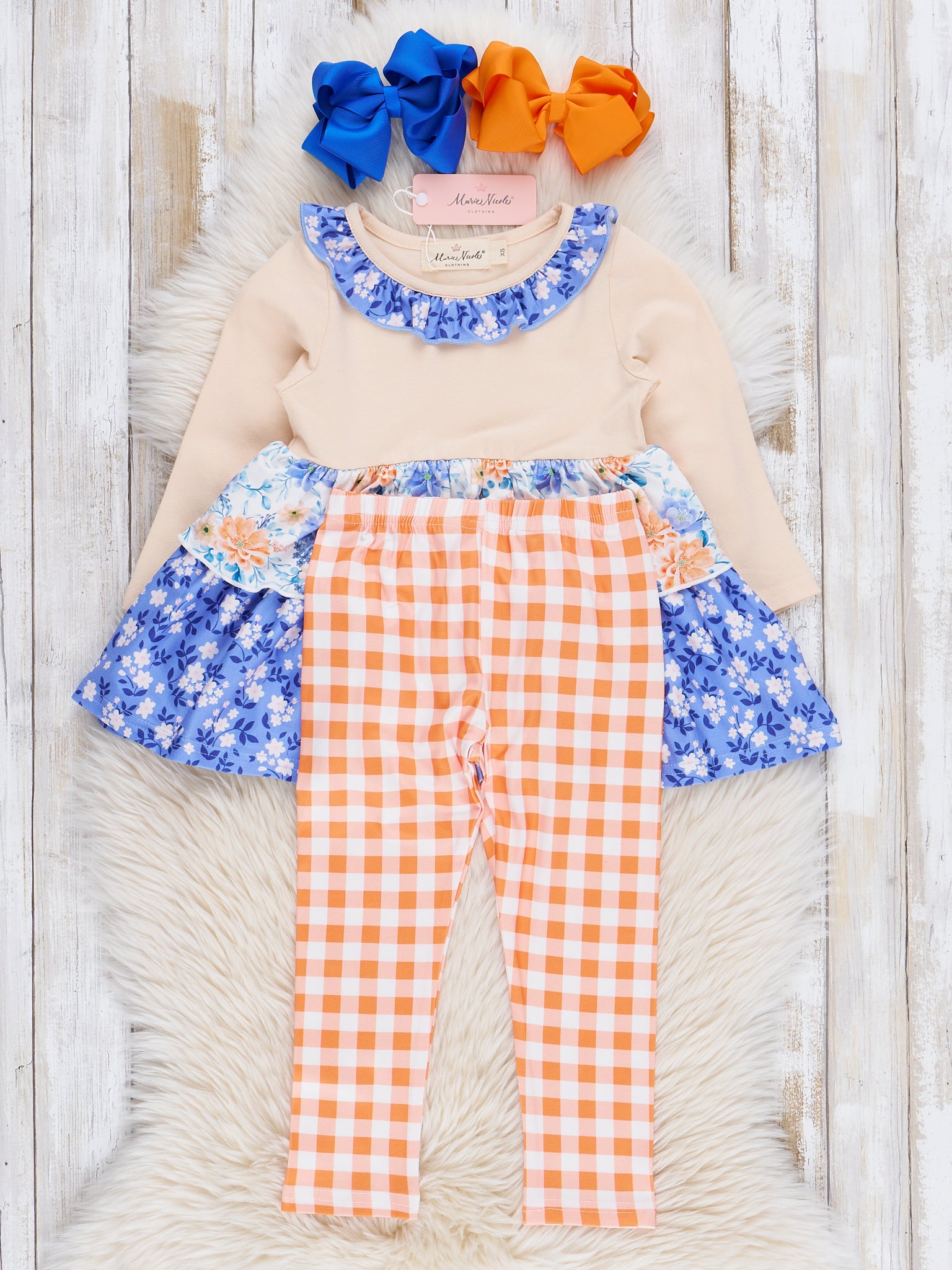 Violet & Orange Blooms Ruffle Outfit - Marie Nicole Clothing