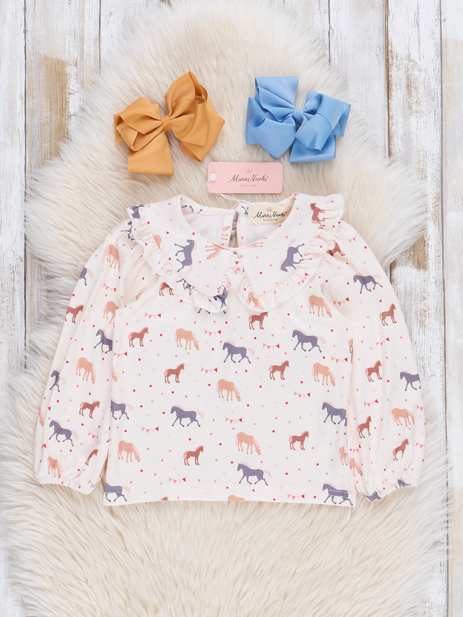 Corduroy Embroidered Little Pony Skirtall Set - Marie Nicole Clothing