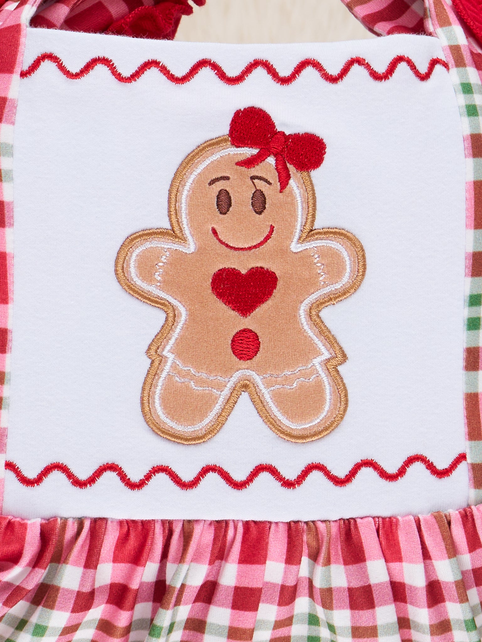 Red Gingerbread Plaid Ruffle Dress - Marie Nicole Clothing