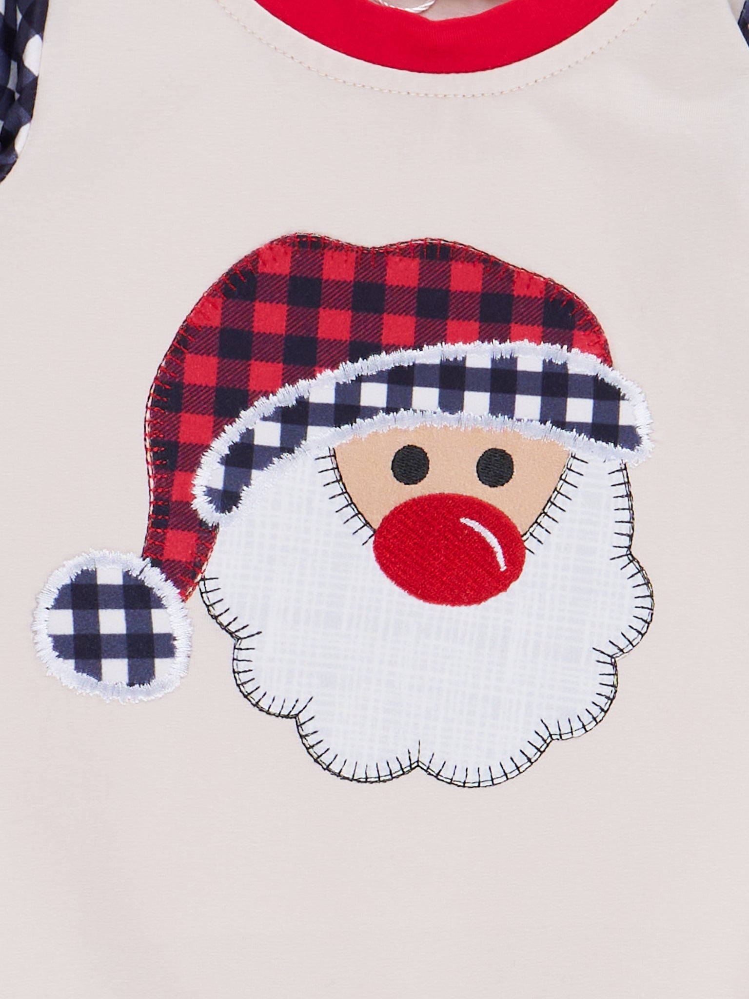 Tan & Black Gingham Santa Romper - Marie Nicole Clothing
