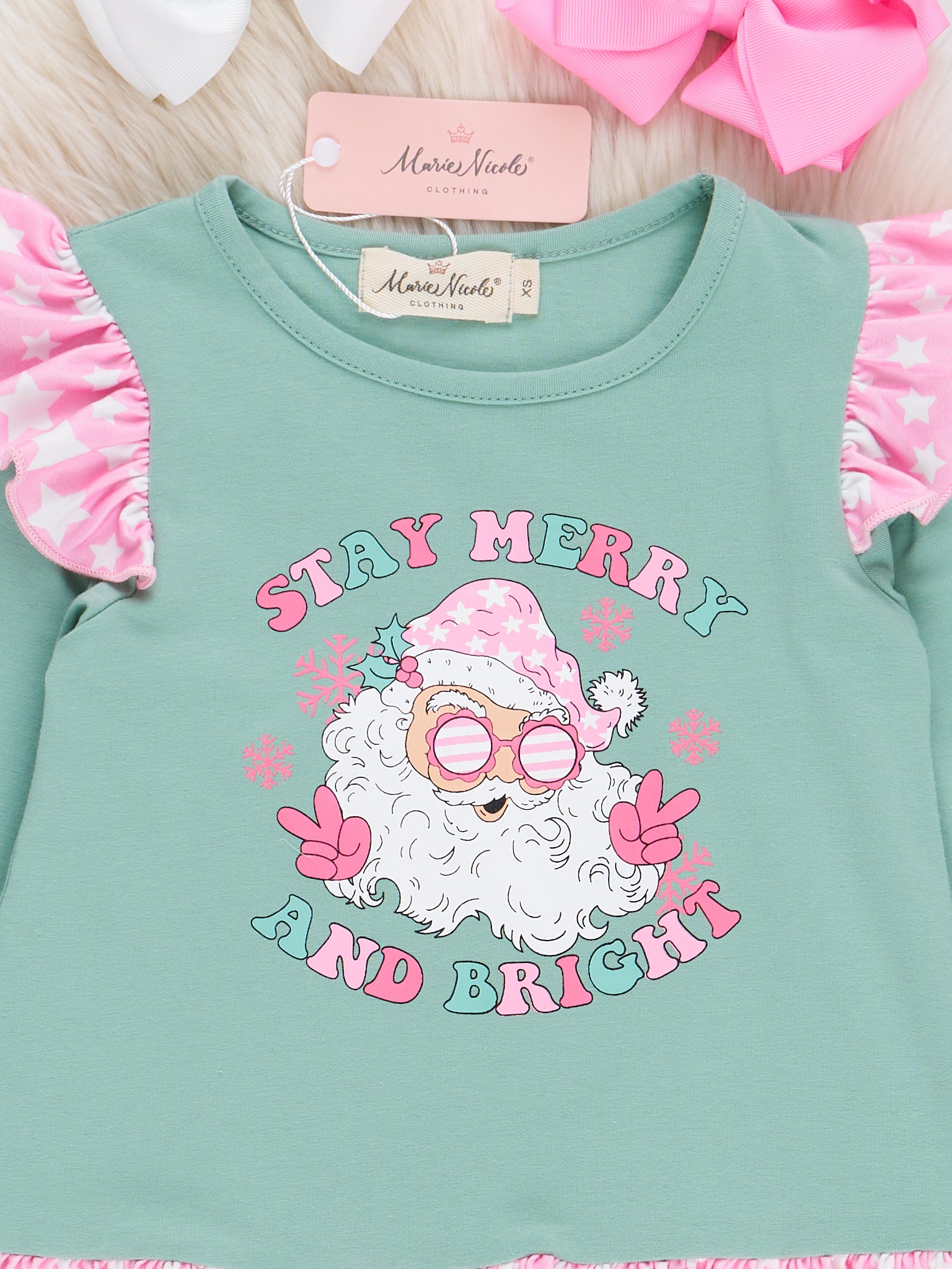 Olive Merry & Bright Ruffle Outfit - Marie Nicole Clothing