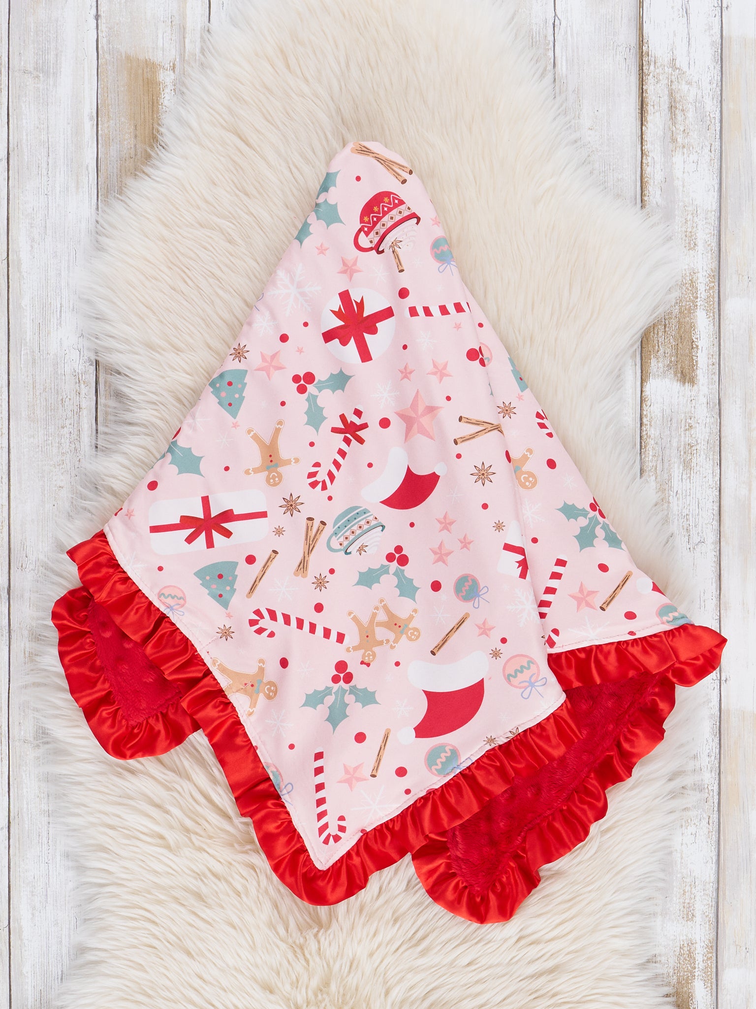 Christmas Cocoa Ruffle Minky Blanket - Marie Nicole Clothing