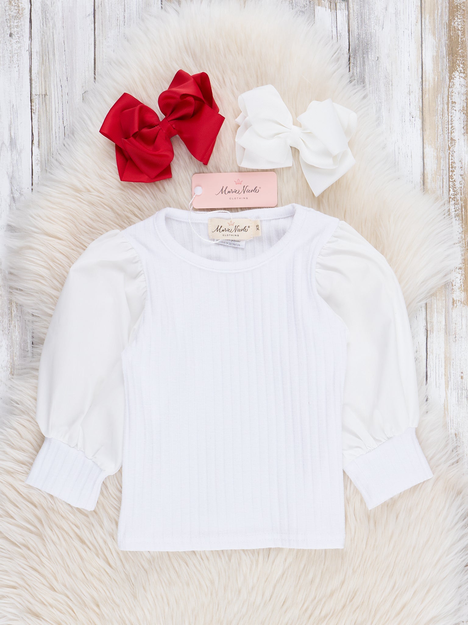 Ribbed Puff Sleeves Bell Bottom Overalls Set - Marie Nicole Clothing
