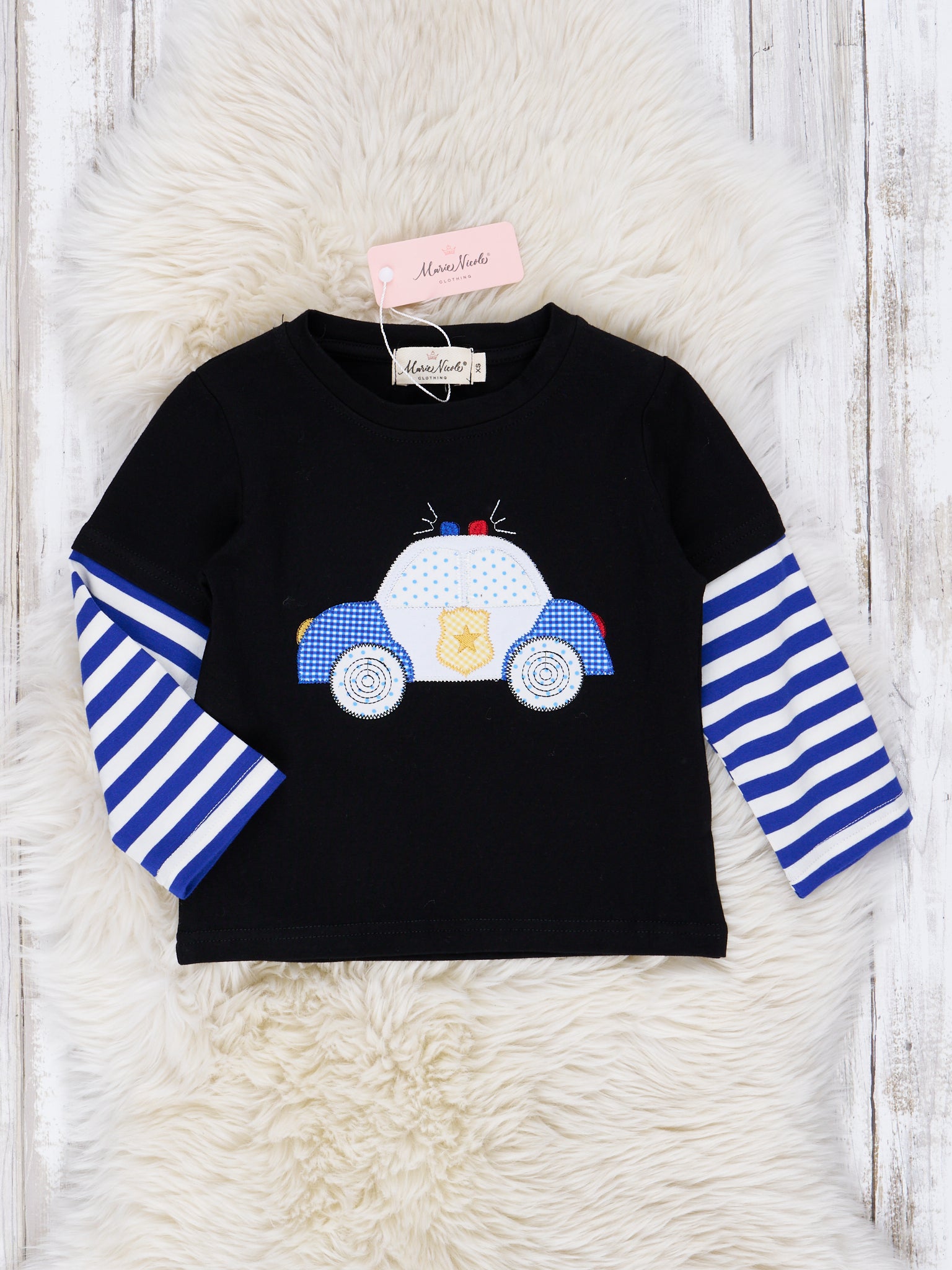 Black & Blue Stripe Little Cop Shirt - Marie Nicole Clothing