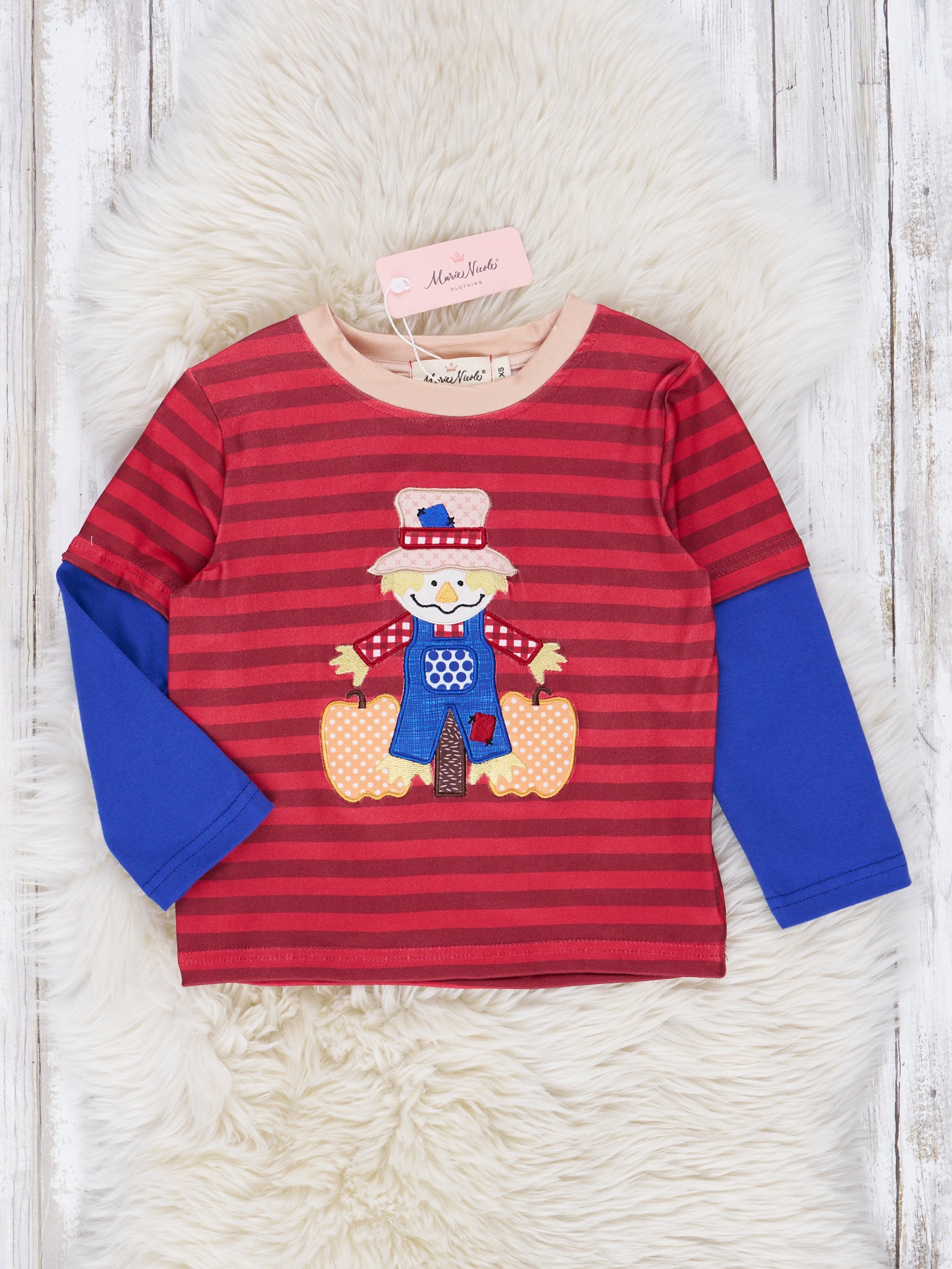 Maroon Stripe Scarecrow Shirt - Marie Nicole Clothing