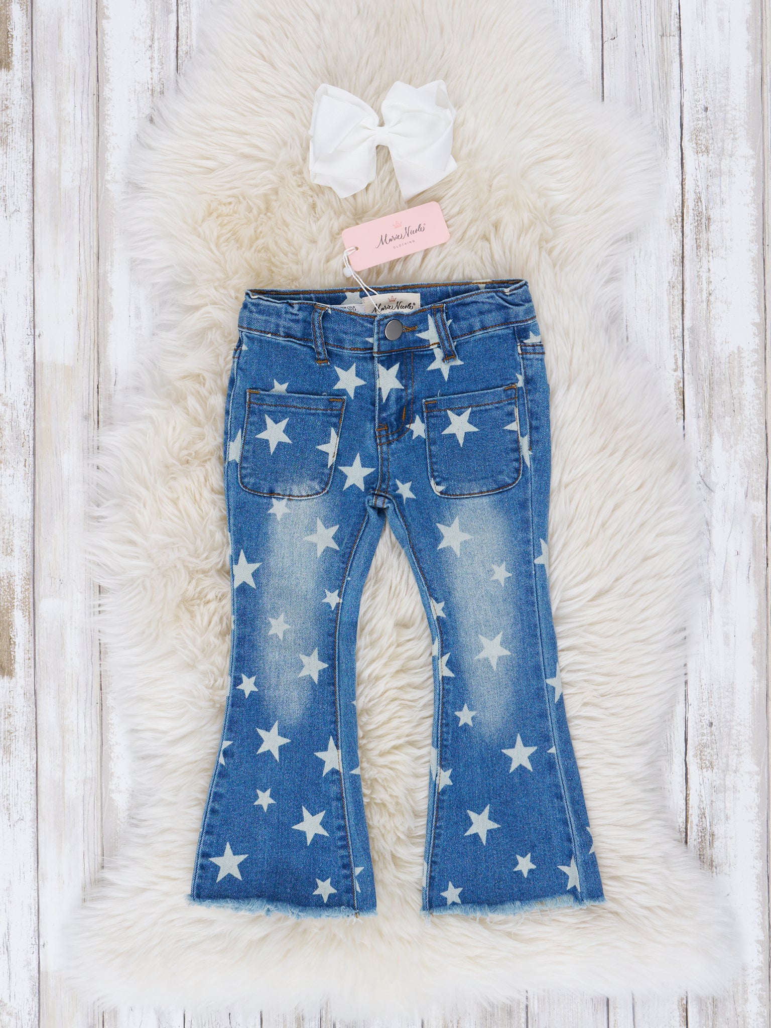 Super Stars Denim Flare Pants - Marie Nicole Clothing