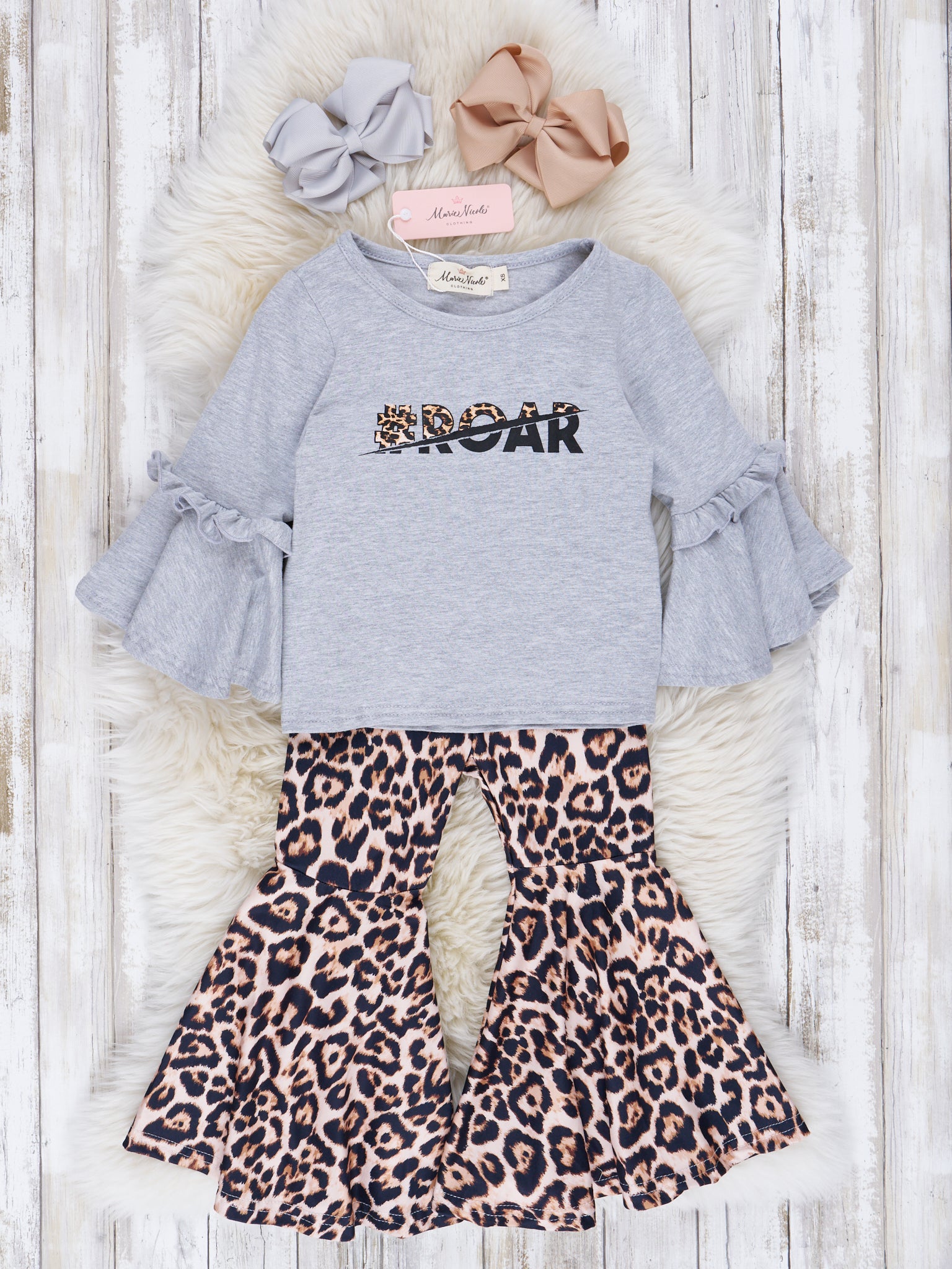 Roar Cheetah Print Bell Bottoms Outfit - Marie Nicole Clothing