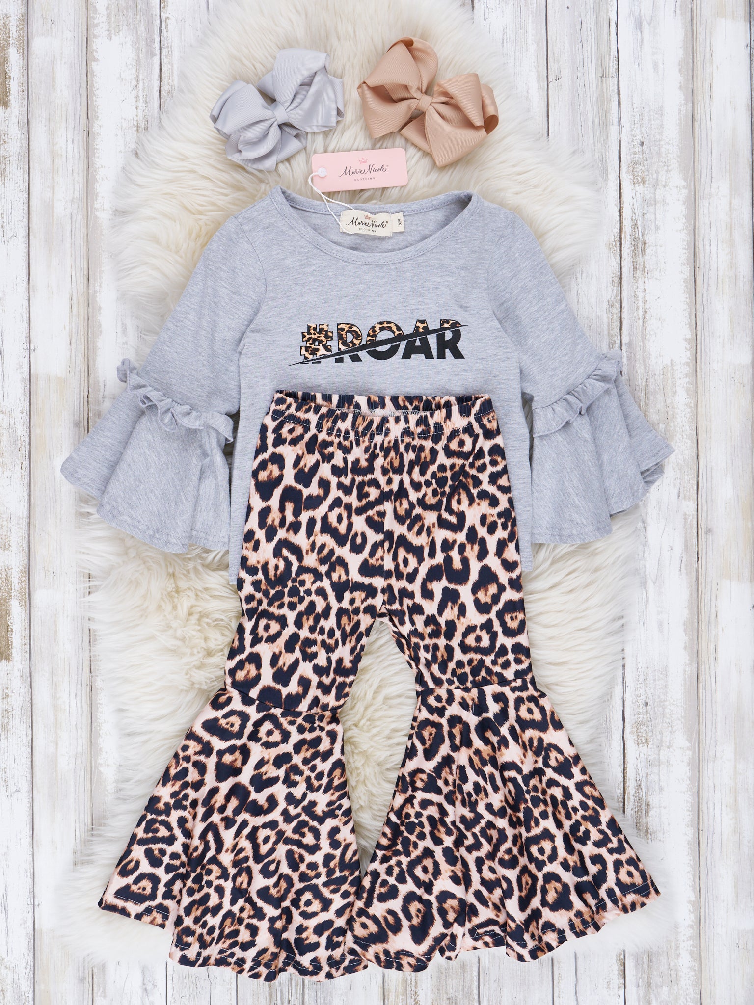 Roar Cheetah Print Bell Bottoms Outfit - Marie Nicole Clothing