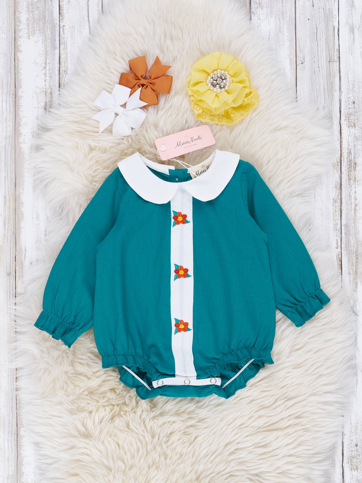 Ocean Blue Floral Romper - Marie Nicole Clothing