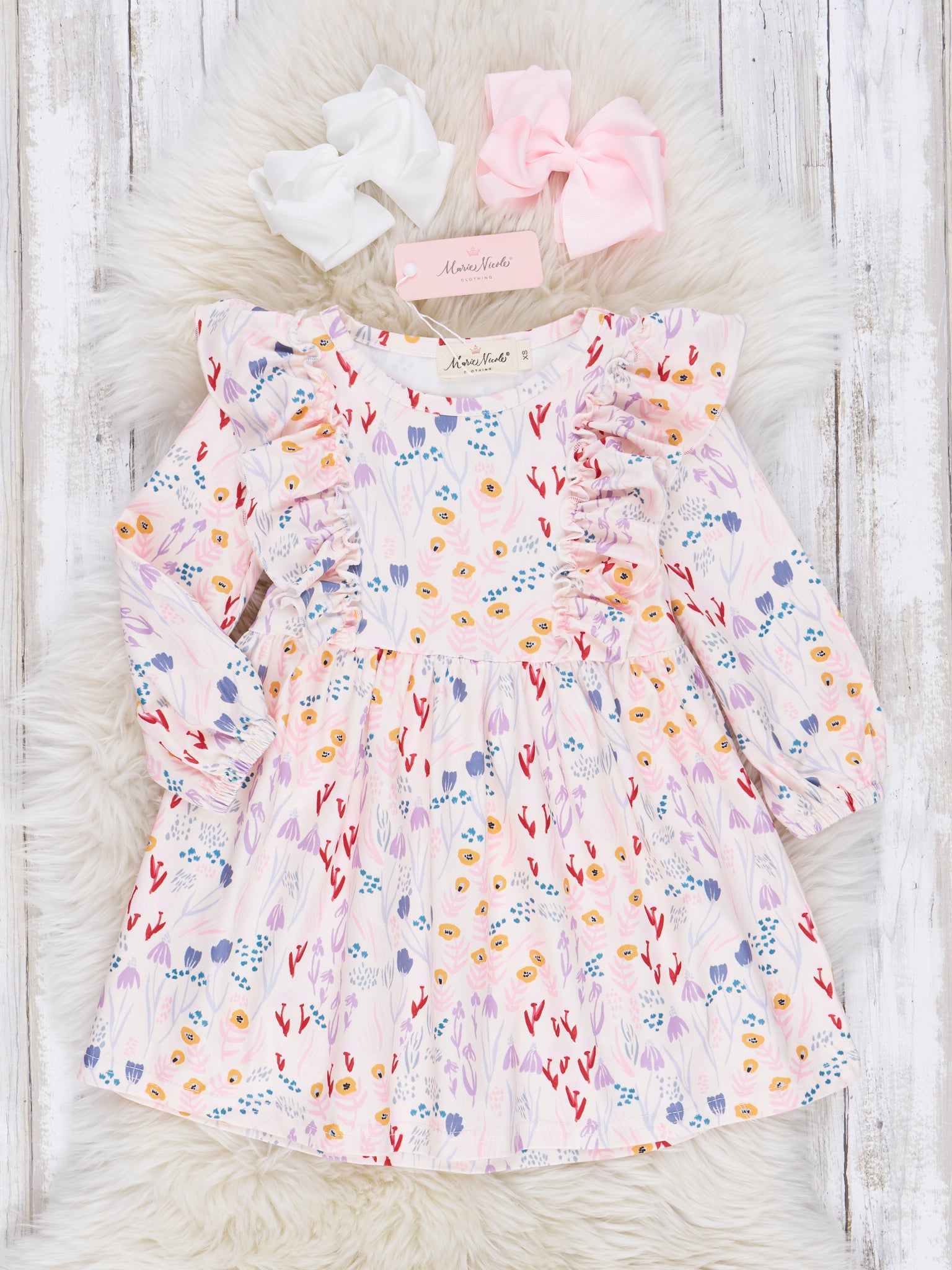 Brilliant Blooms Ruffle Front Dress - Marie Nicole Clothing