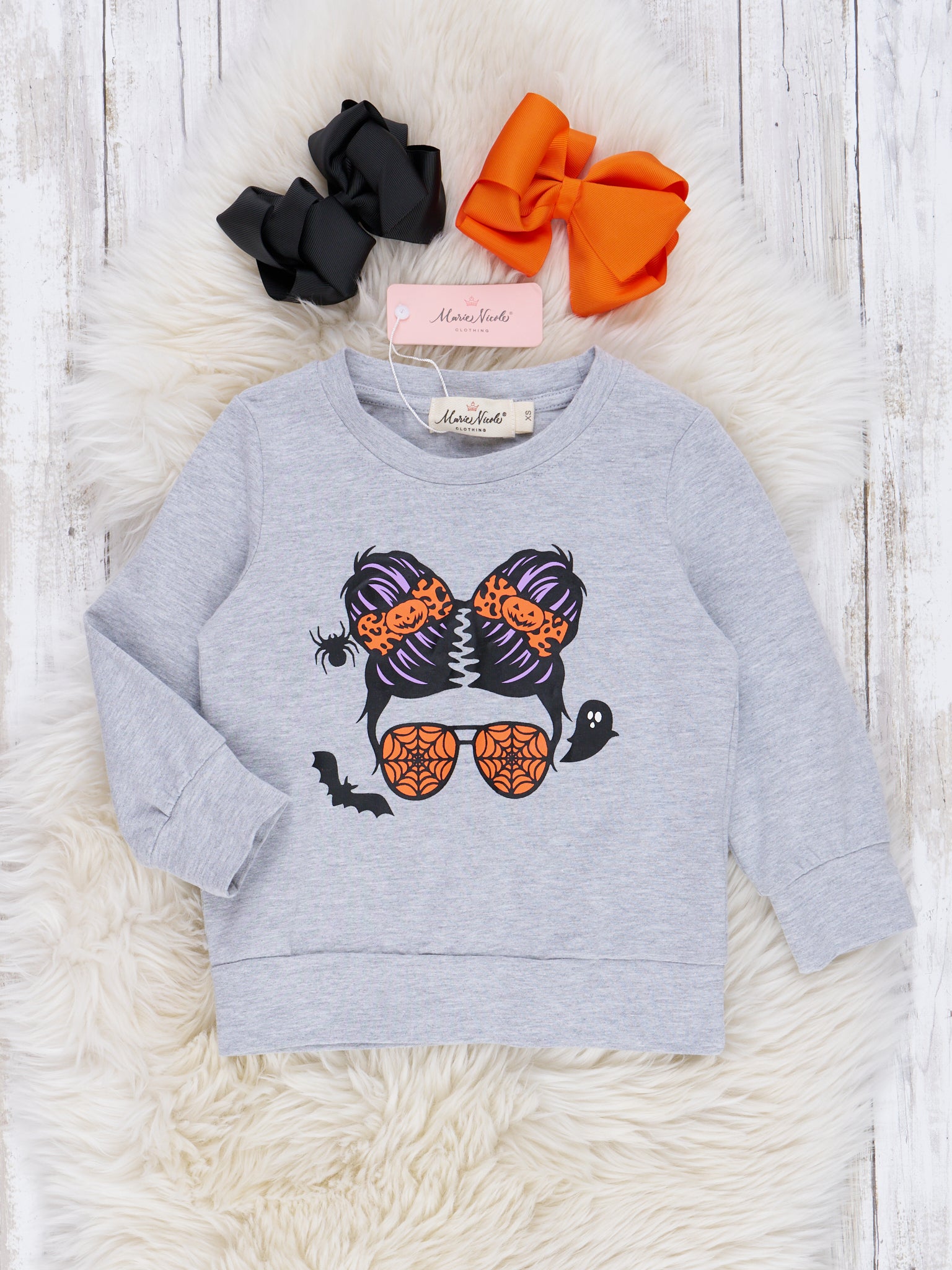 Mom & Me Grey Spooky Buns Crewneck Shirt - Marie Nicole Clothing