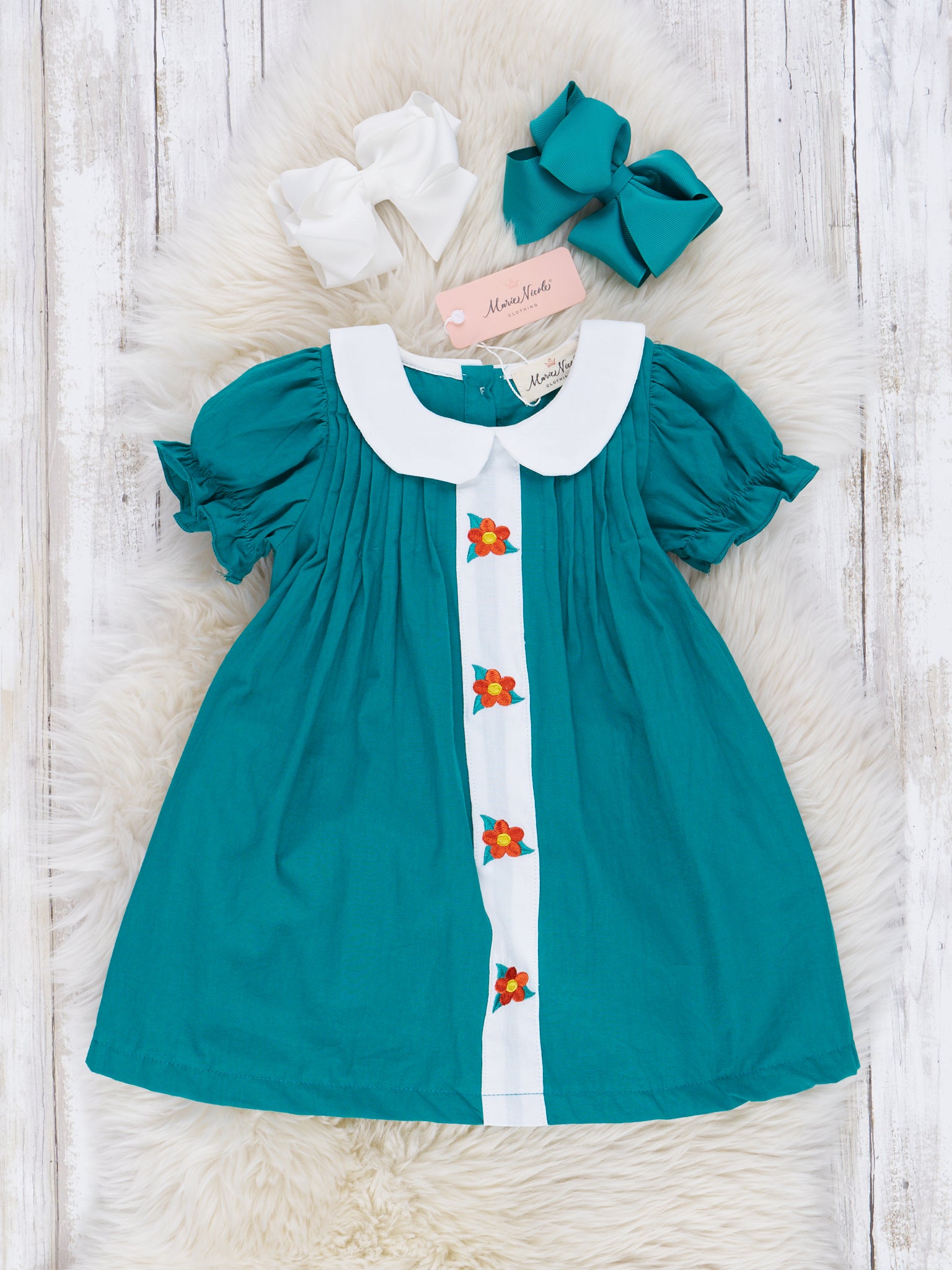 Ocean Blue Floral Dress - Marie Nicole Clothing