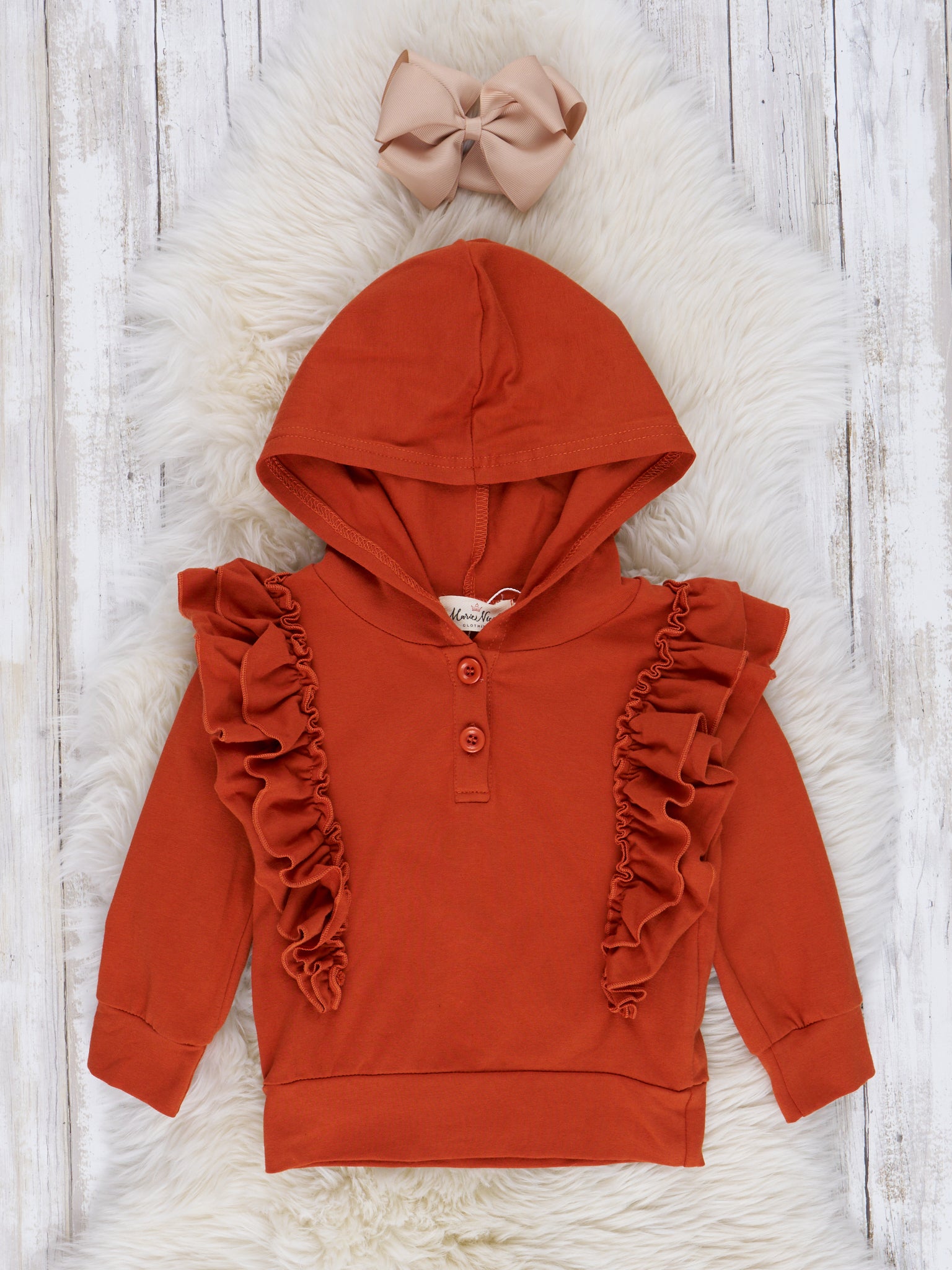 Ruffle Hoodie Top - Marie Nicole Clothing
