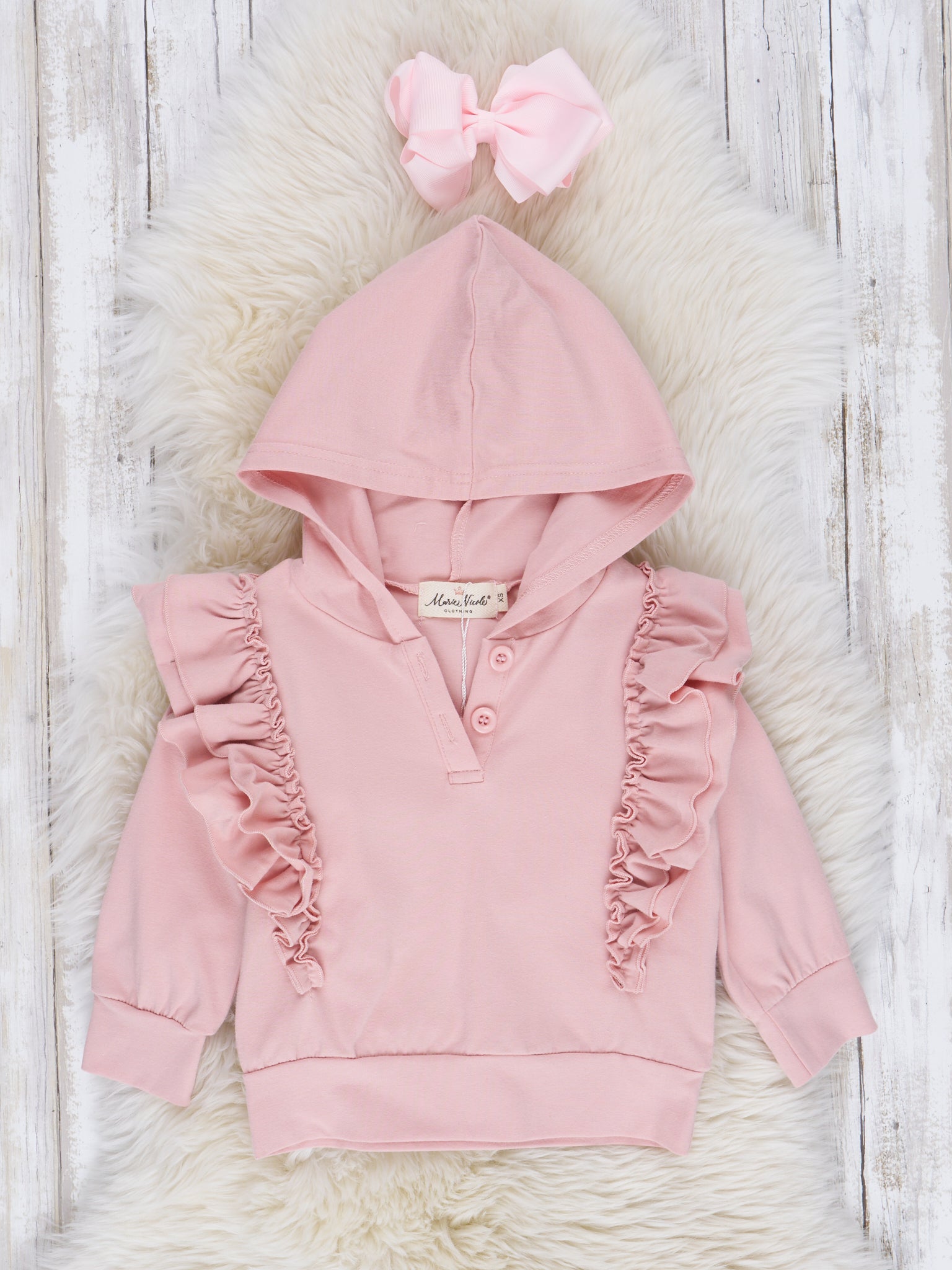 Ruffle Hoodie Top - Marie Nicole Clothing