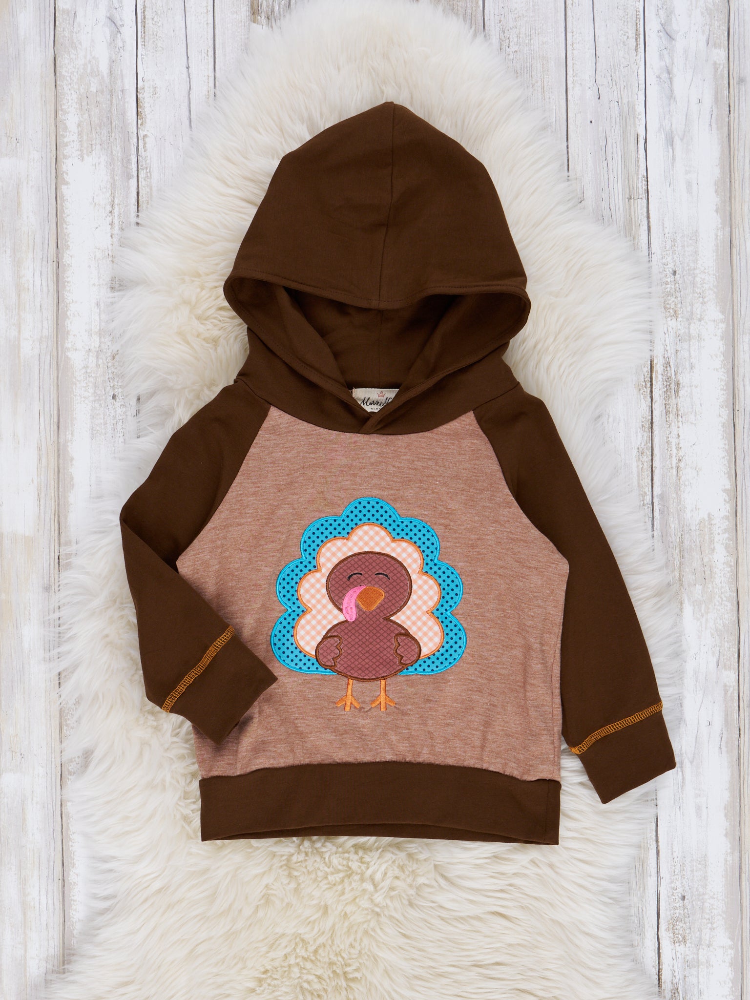 Tan Turkey Time Raglan Hoodie - Marie Nicole Clothing