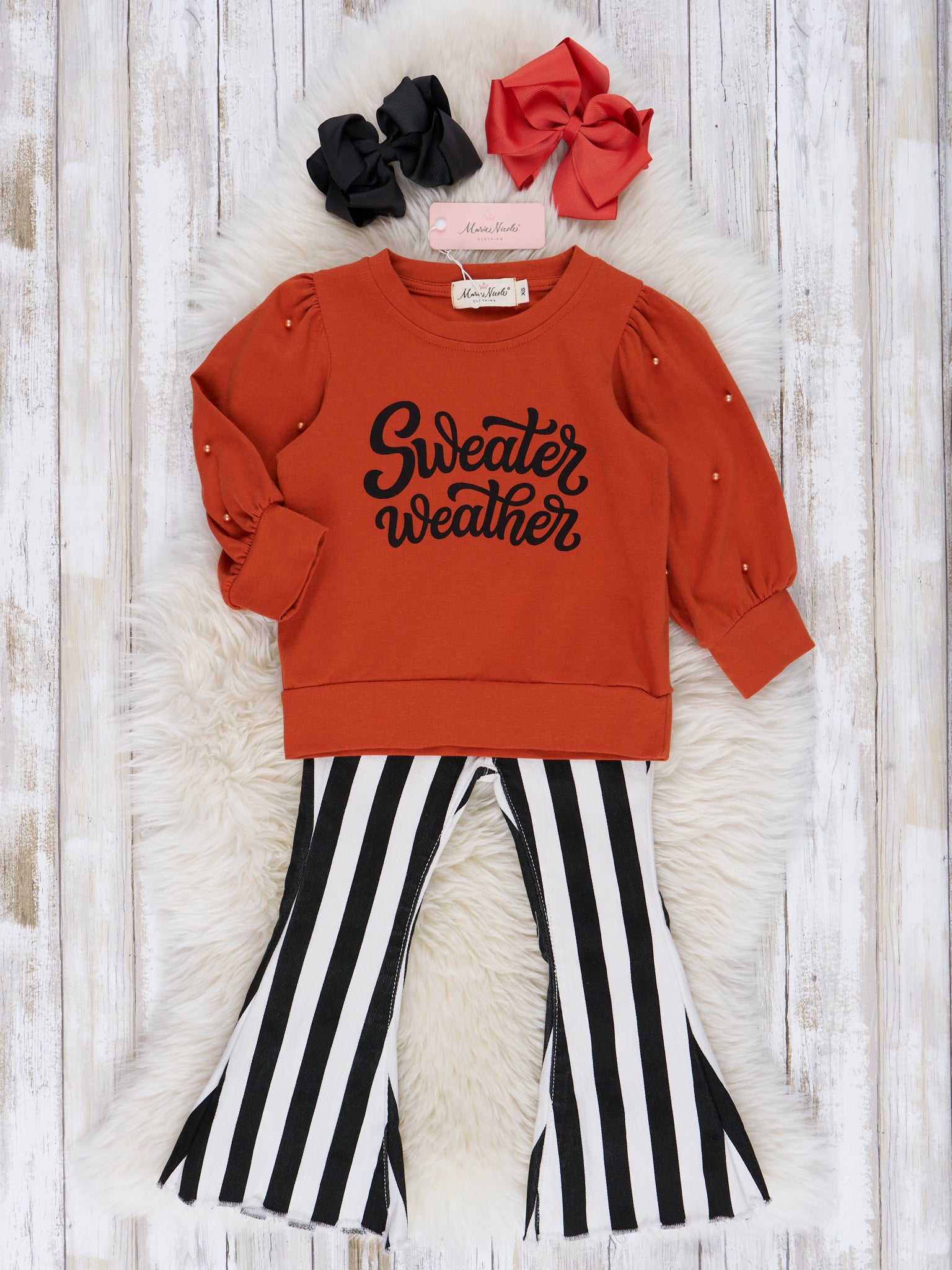 Cinammon "Sweater Weather" Bell Bottoms Outfit - Marie Nicole Clothing