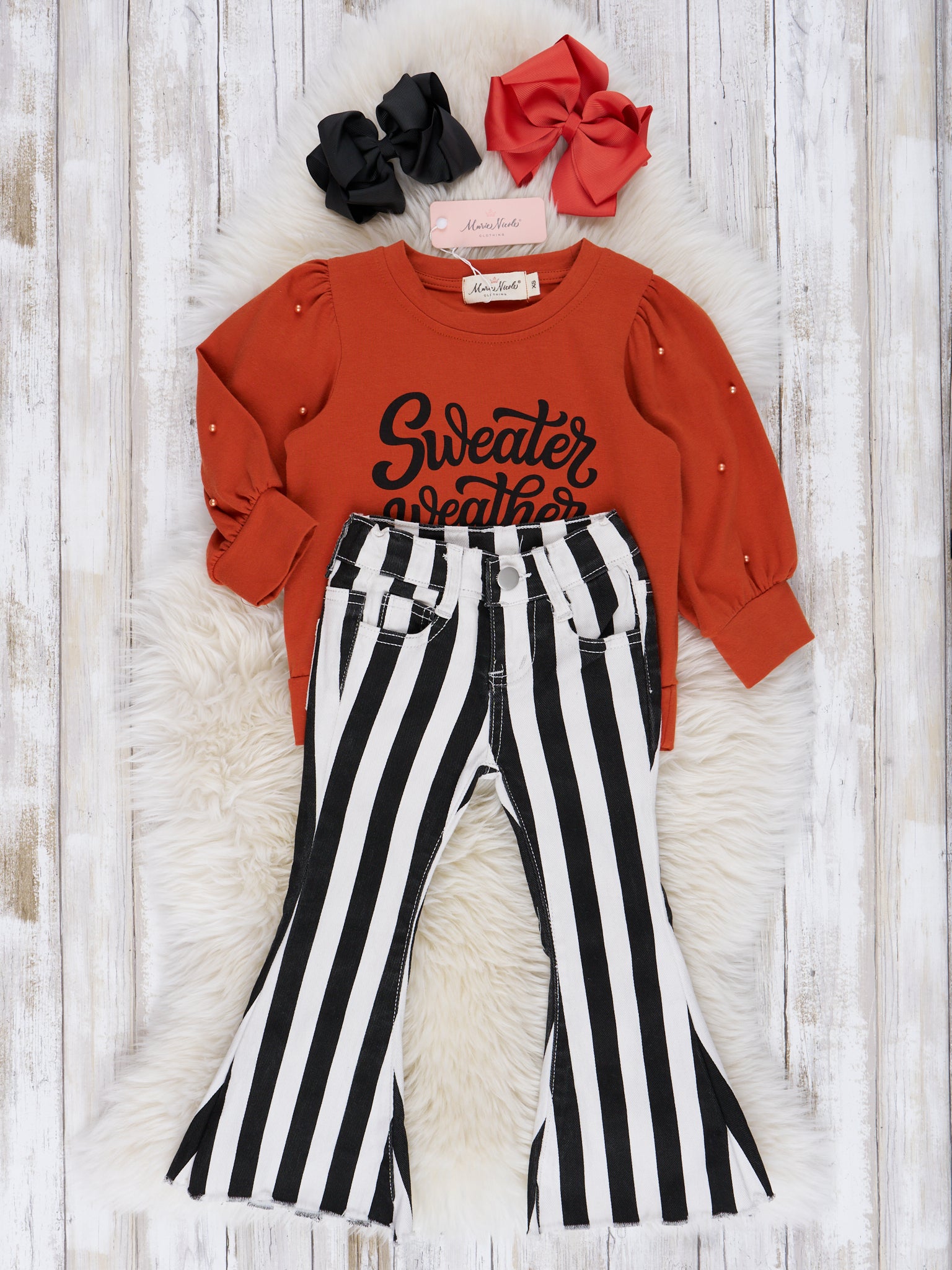 Cinammon "Sweater Weather" Bell Bottoms Outfit - Marie Nicole Clothing