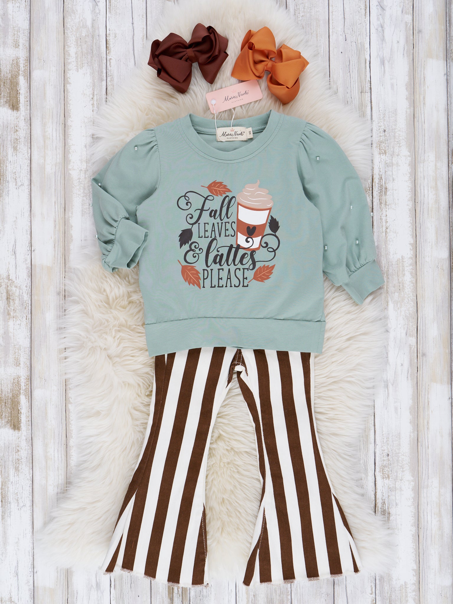 Mint "Fall Leaves" Bell Bottoms Outfit - Marie Nicole Clothing
