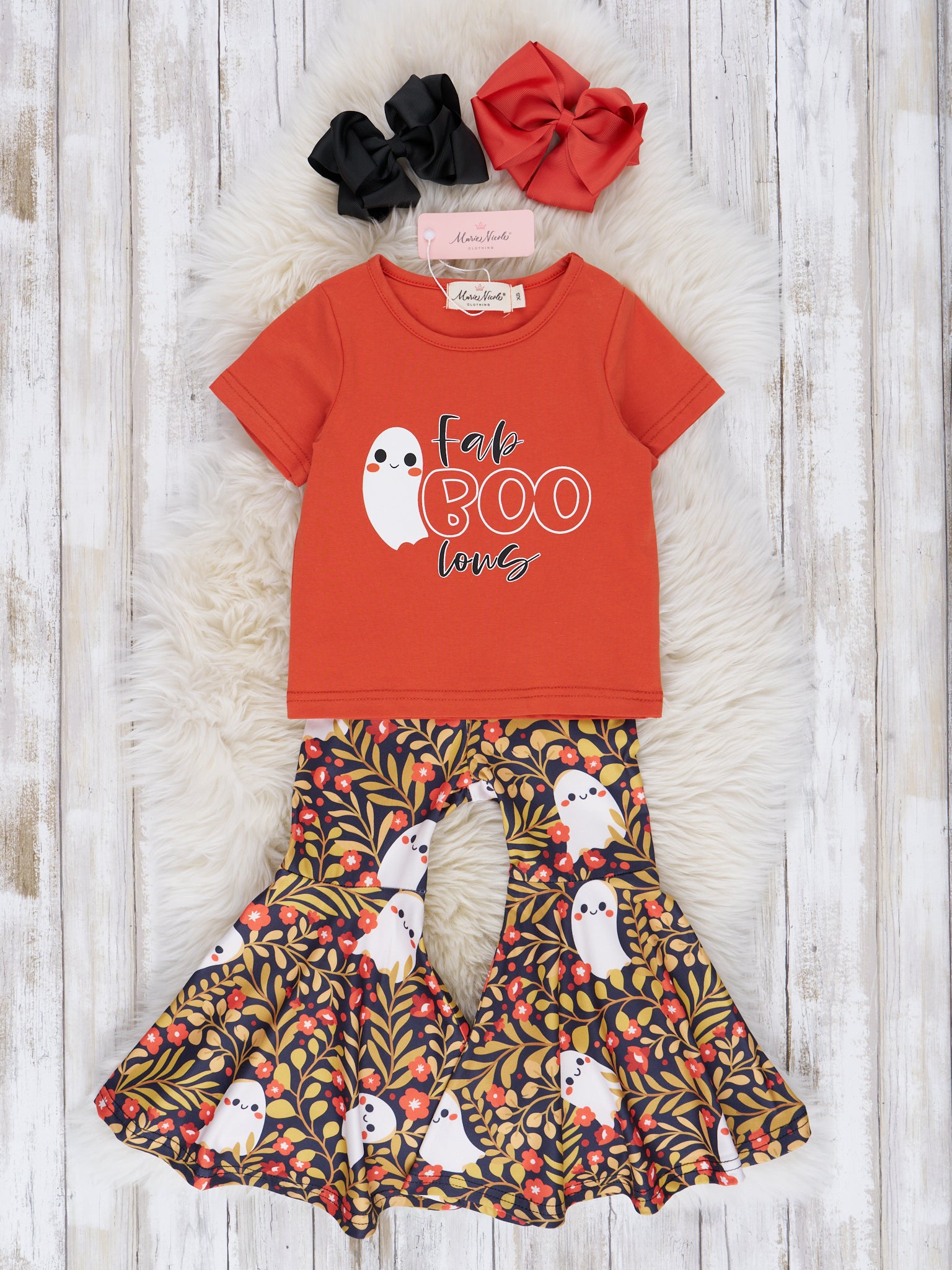Orange Fab - BOO - lous Ghost Bell Bottom Outfit - Marie Nicole Clothing