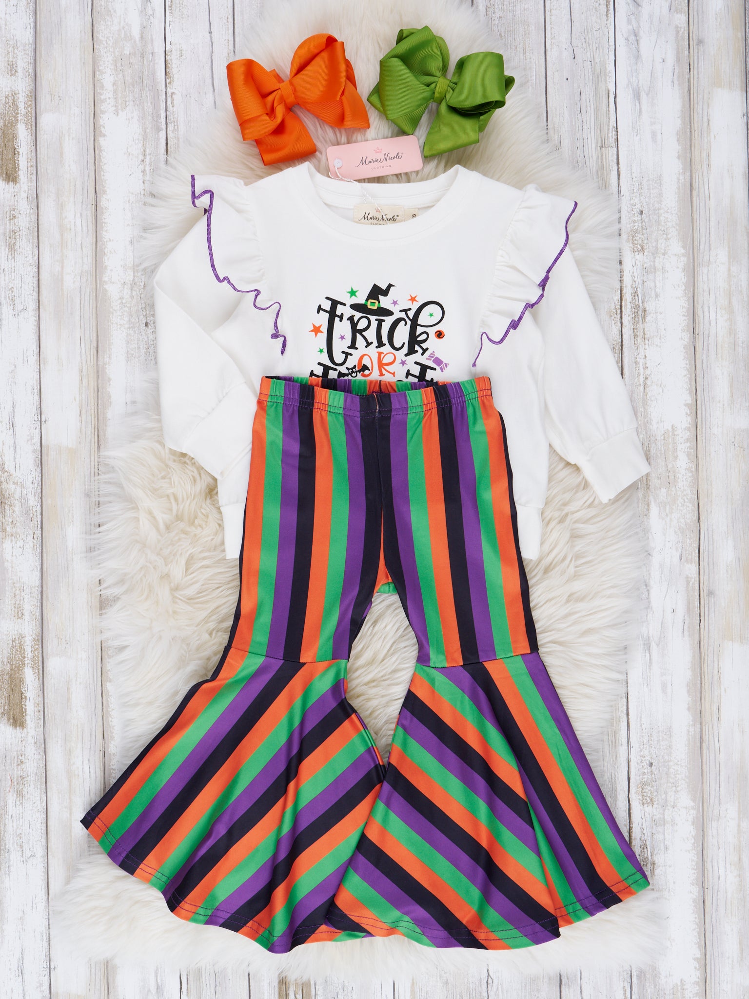 Trick or Treat Striped Bell Bottom Outfit - Marie Nicole Clothing
