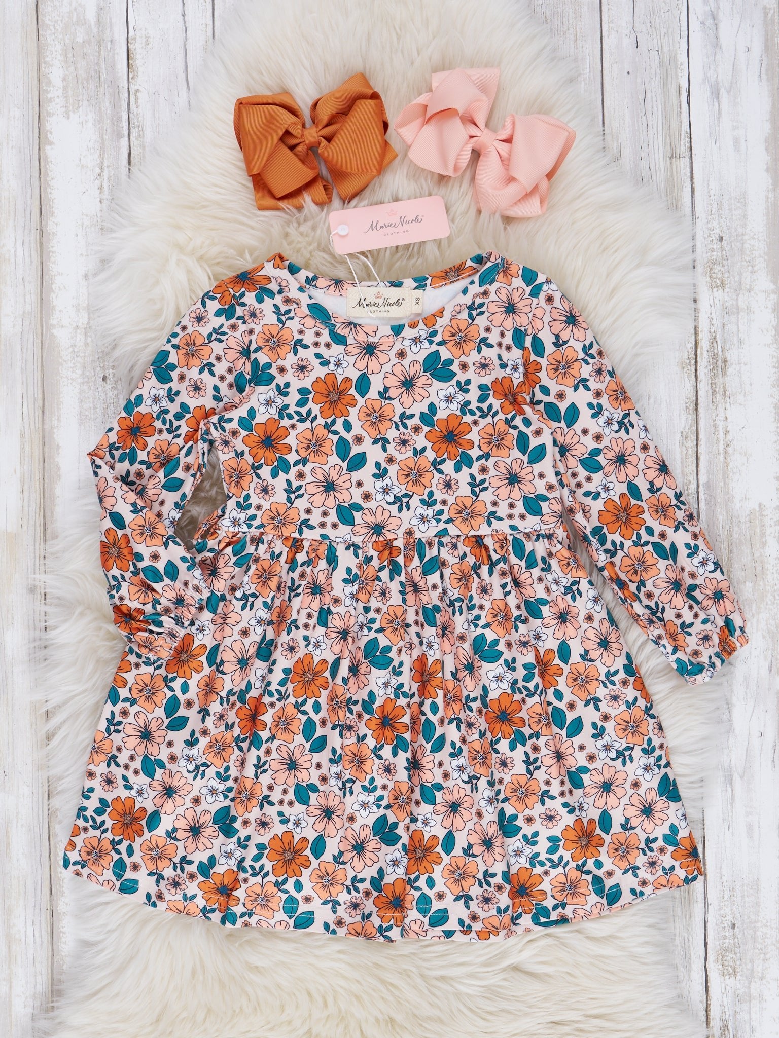 Peachy Blooms Fur Vest Outfit - Marie Nicole Clothing