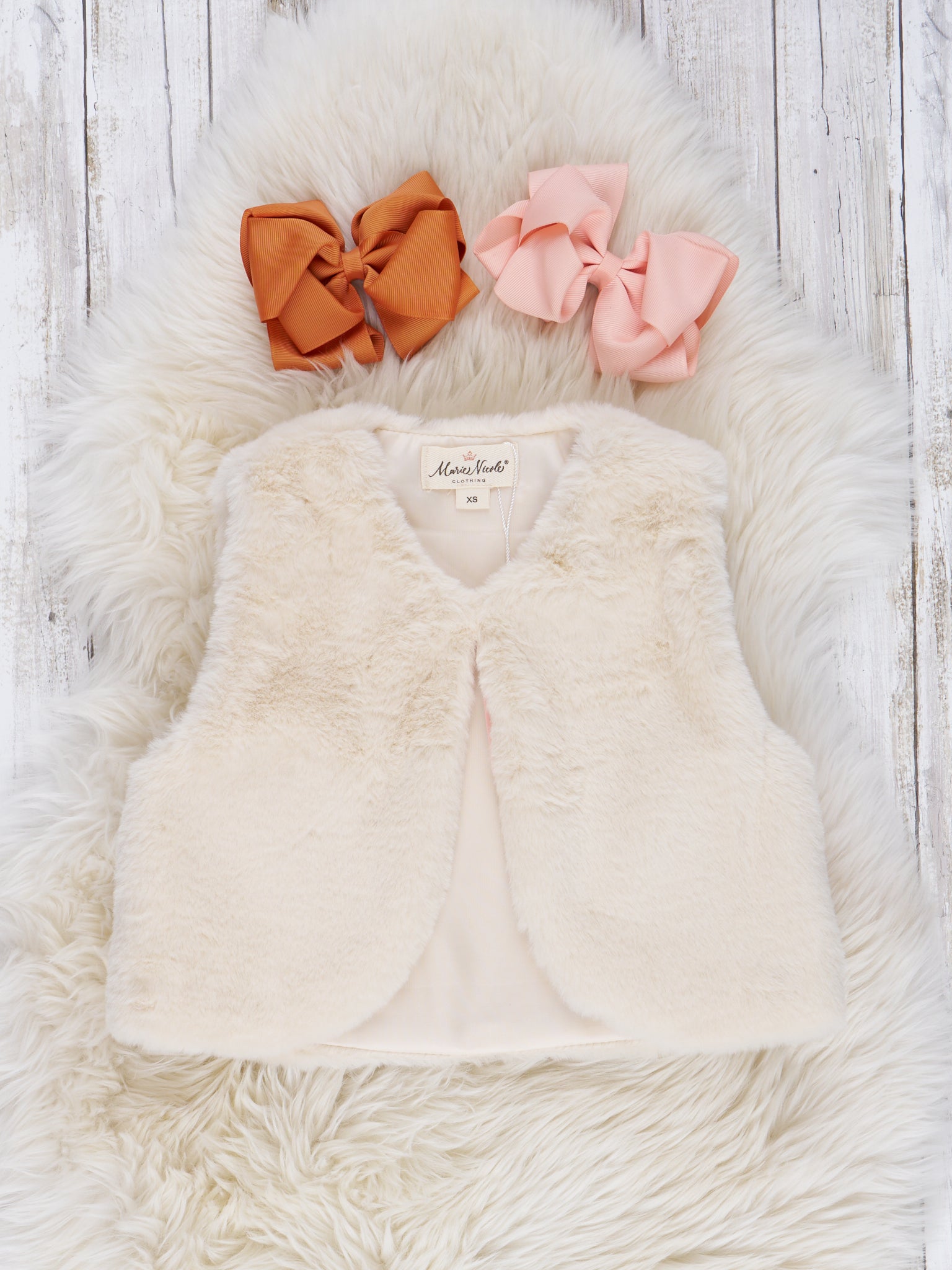 Peachy Blooms Fur Vest Outfit - Marie Nicole Clothing