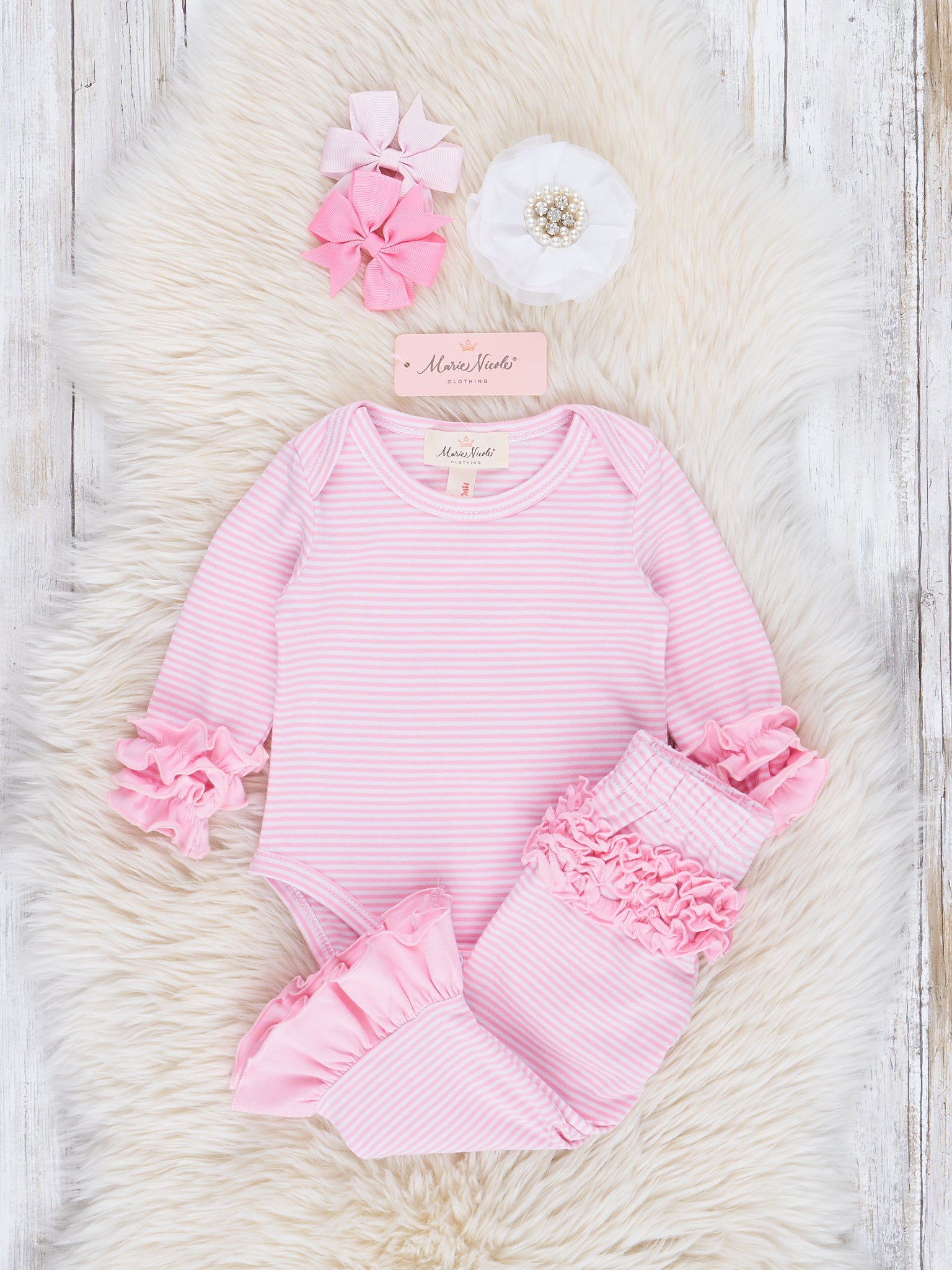 Striped Icing Ruffle Outfit - Marie Nicole Clothing
