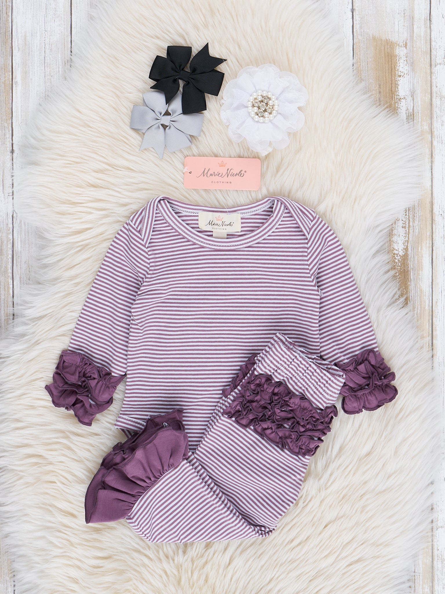 Striped Icing Ruffle Outfit - Marie Nicole Clothing