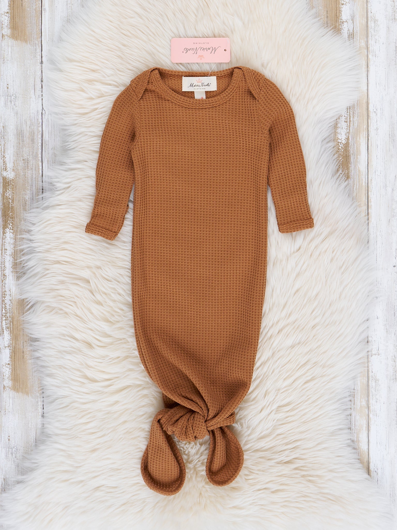 Unisex Waffle Knit Knot Gown - Russet - Marie Nicole Clothing