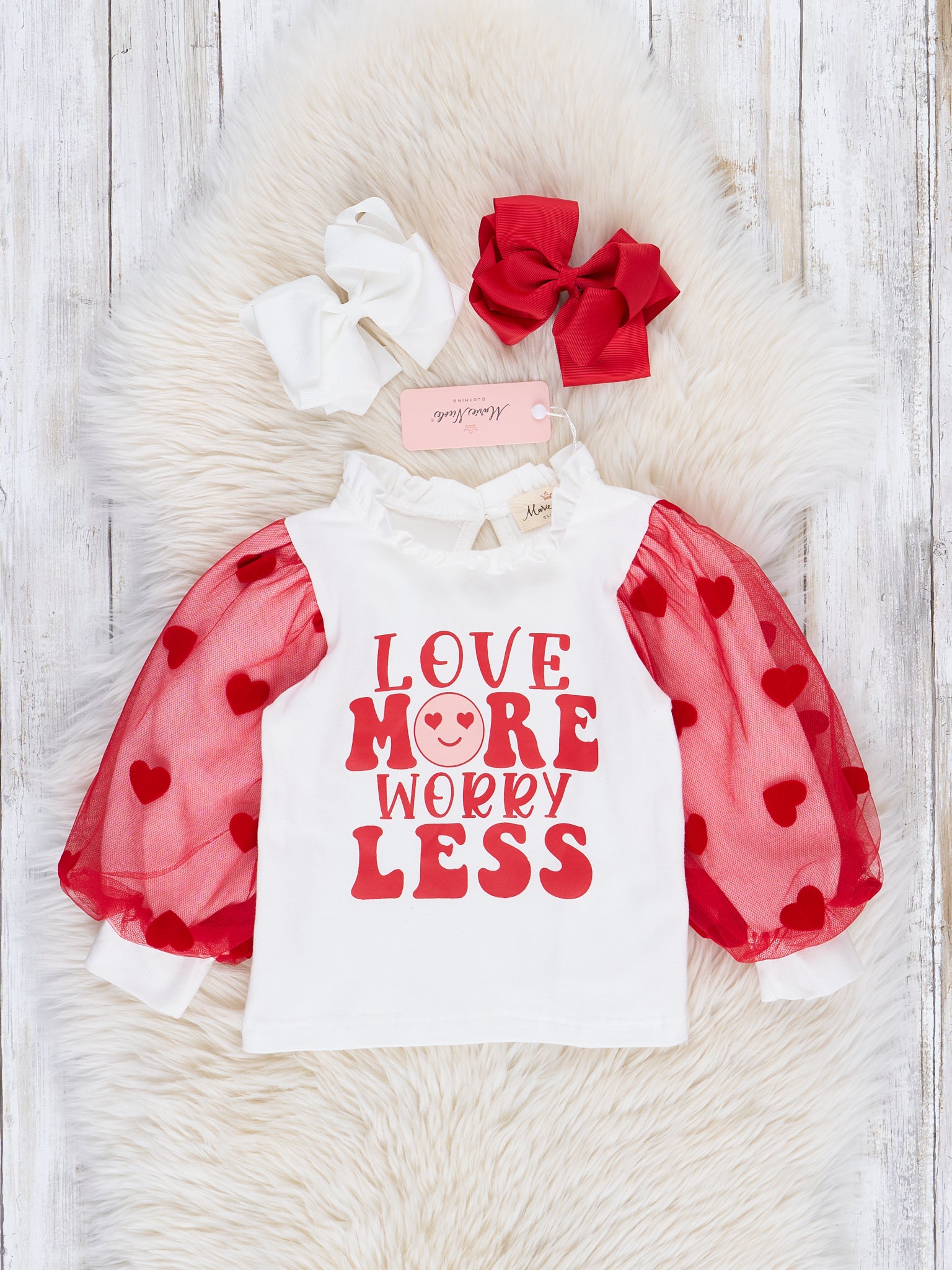 Red Dots "Love More Worry Less" Shirt - Marie Nicole Clothing