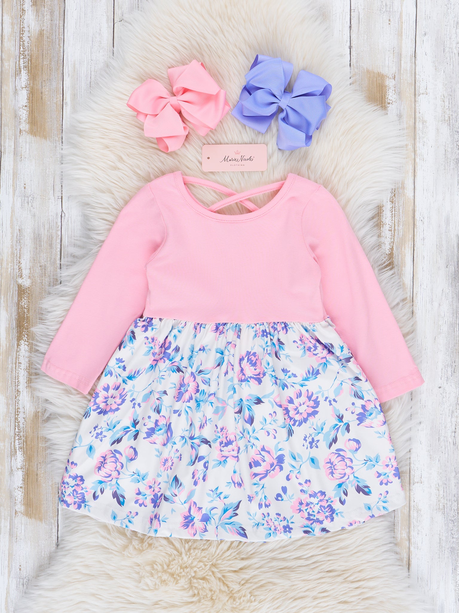 Pink & Purple Florals Dress - Marie Nicole Clothing