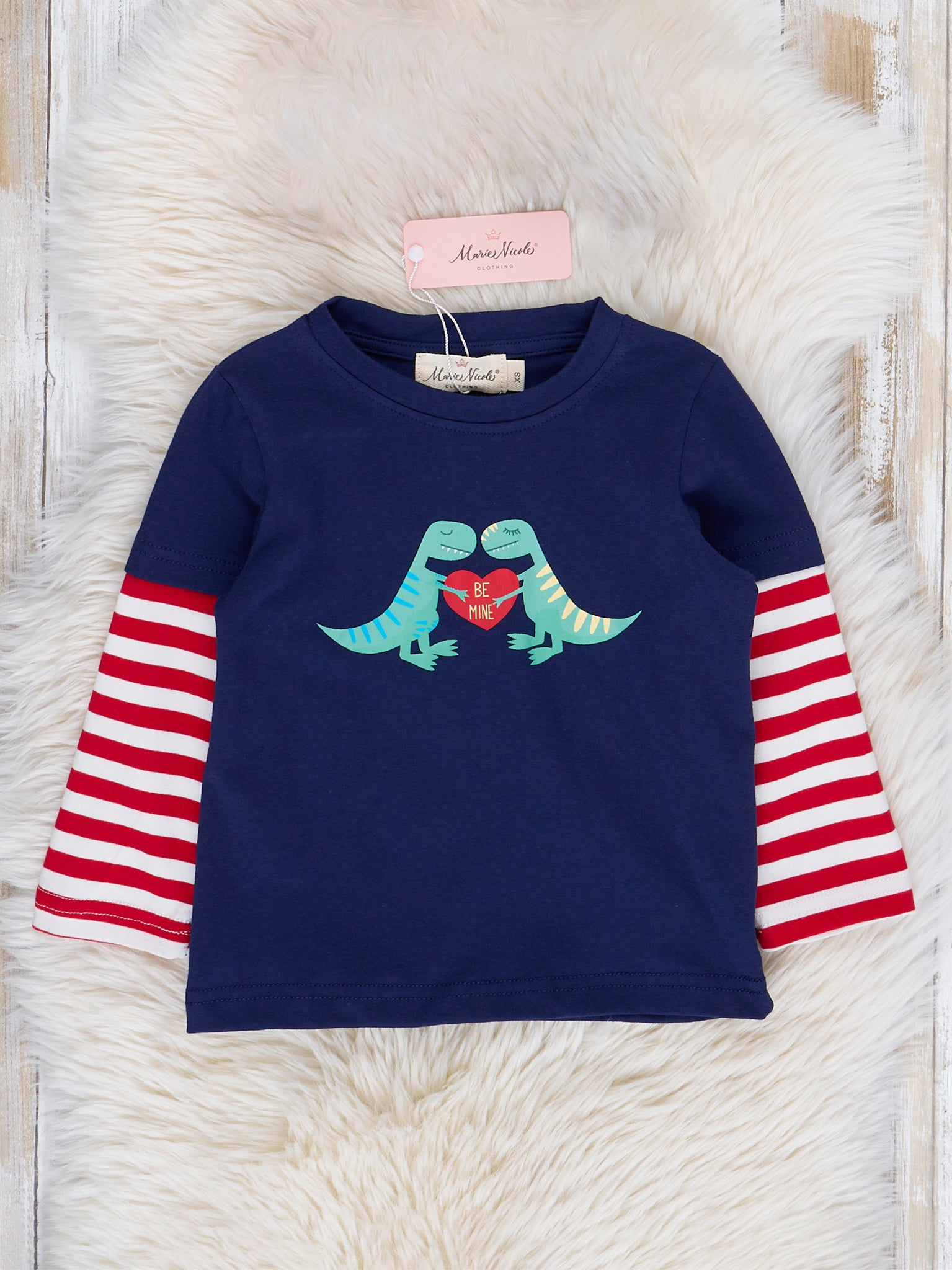 Navy Dinosaur Hearts Shirt - Marie Nicole Clothing