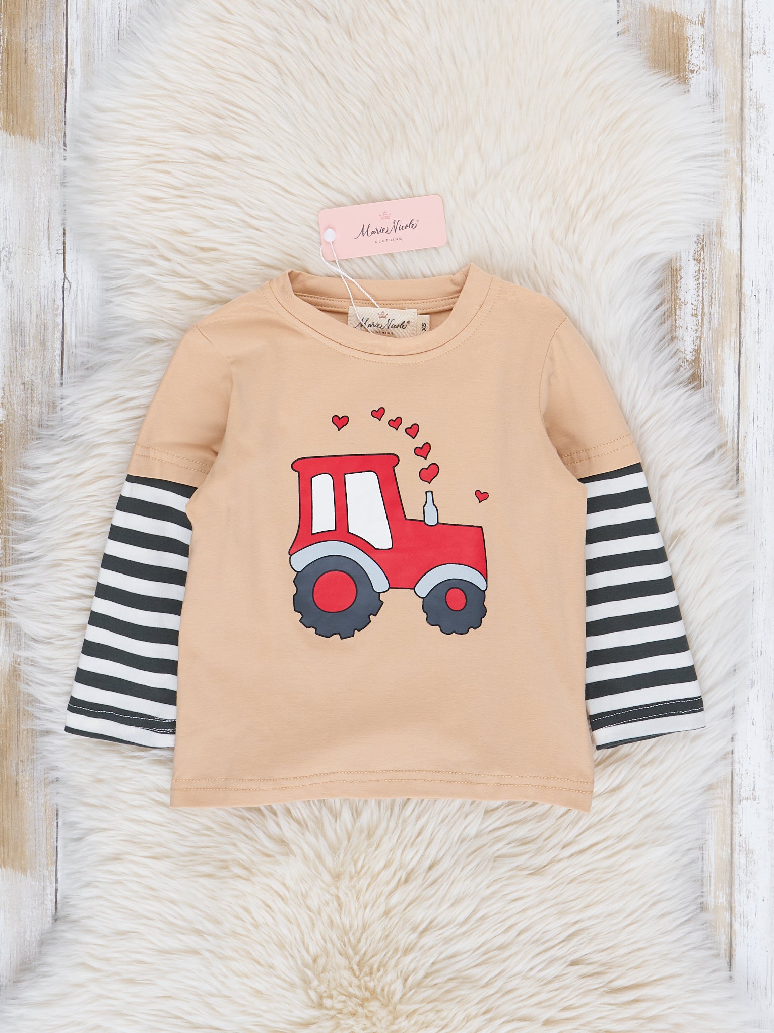 Tan Tractor Love Shirt - Marie Nicole Clothing