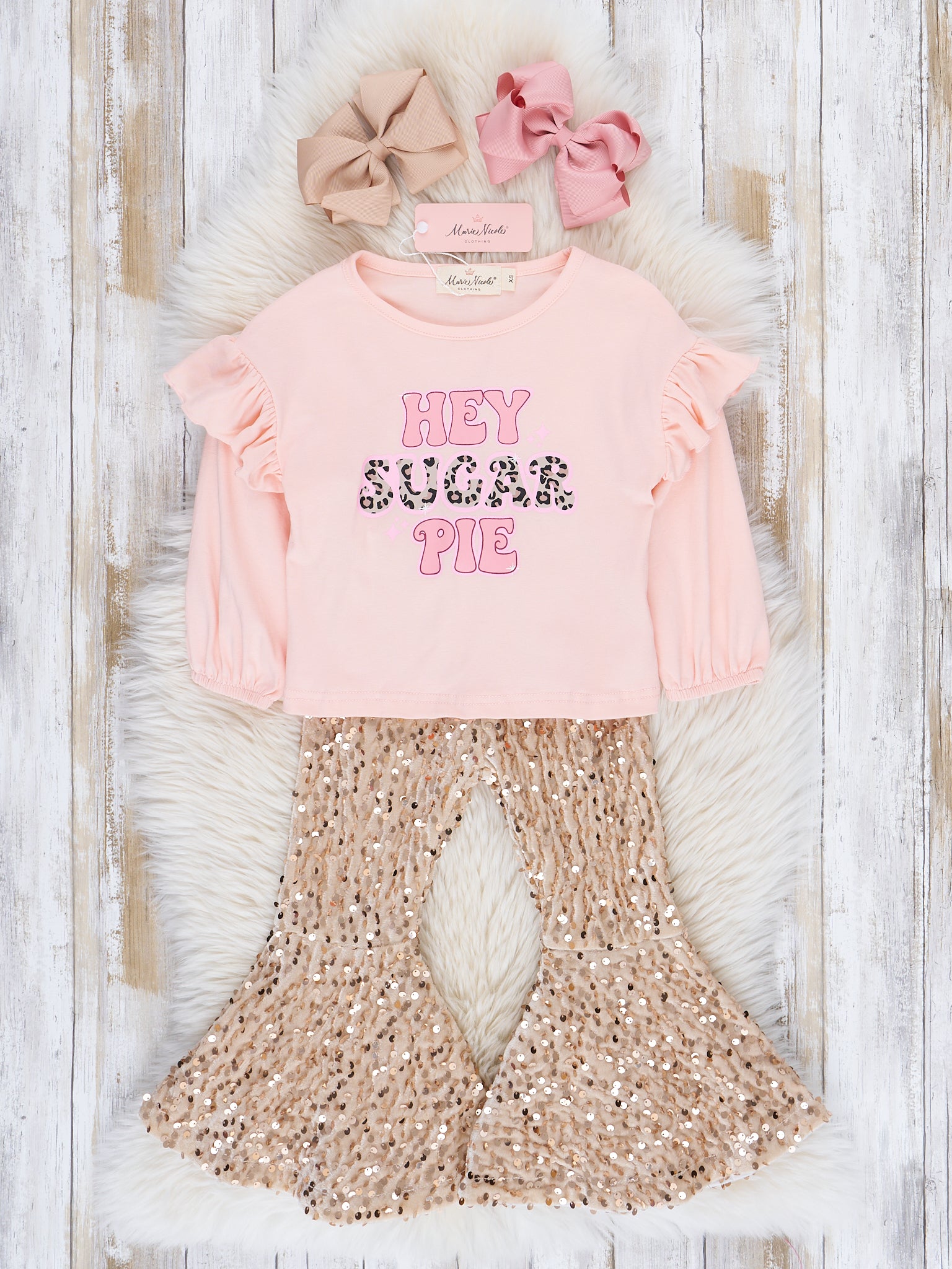 "Hey Sugar Pie" Sequin Bell Bottom Outfit - Marie Nicole Clothing