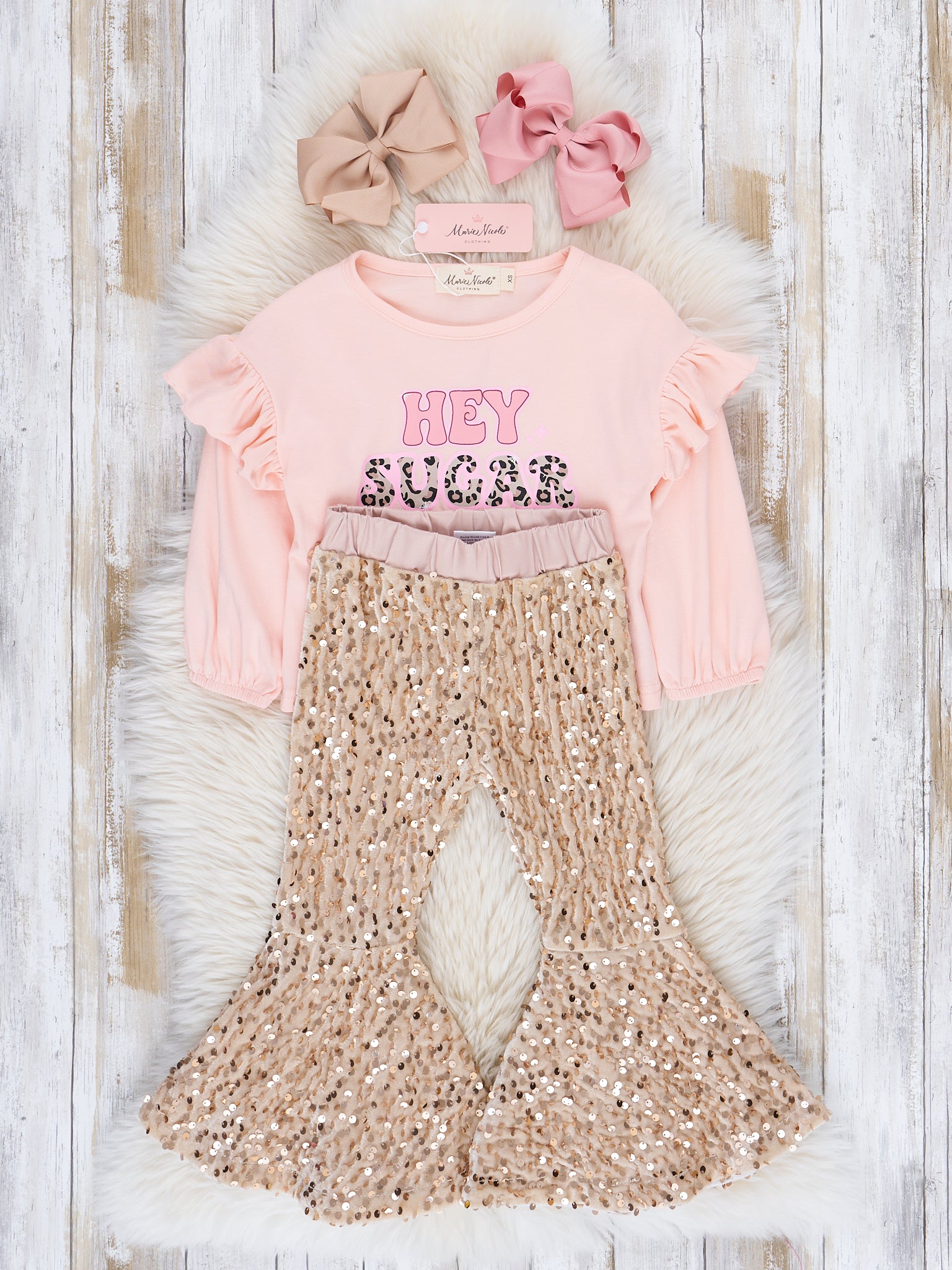 "Hey Sugar Pie" Sequin Bell Bottom Outfit - Marie Nicole Clothing