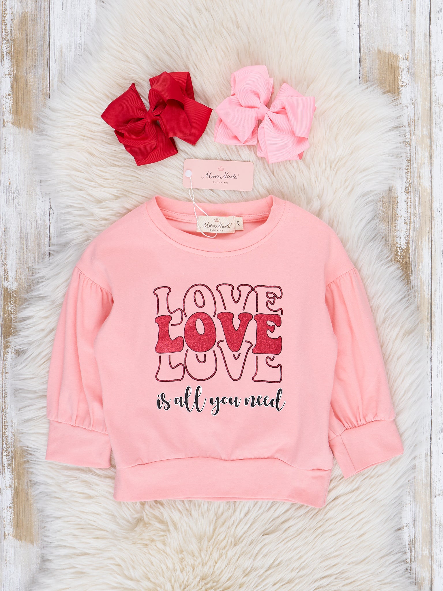 Pink "Love is All You Need" Shirt - Marie Nicole Clothing