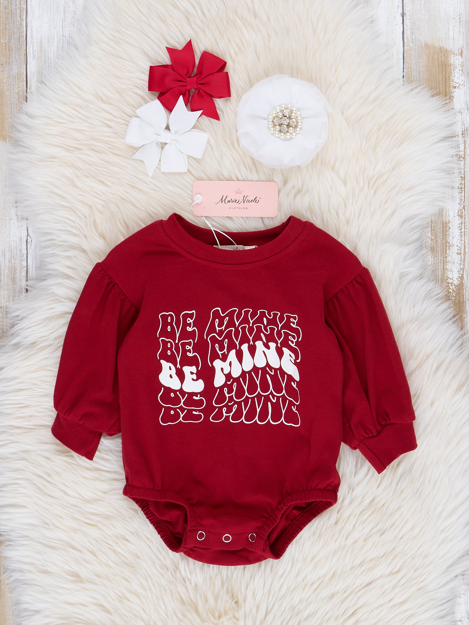 Deep Crimson "Be Mine" Bubble Romper - Marie Nicole Clothing