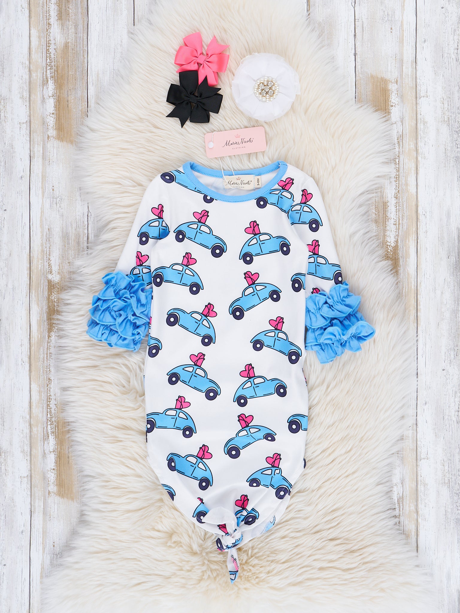 Blue Carry My Heart Icing Ruffle Knot Gown - Marie Nicole Clothing